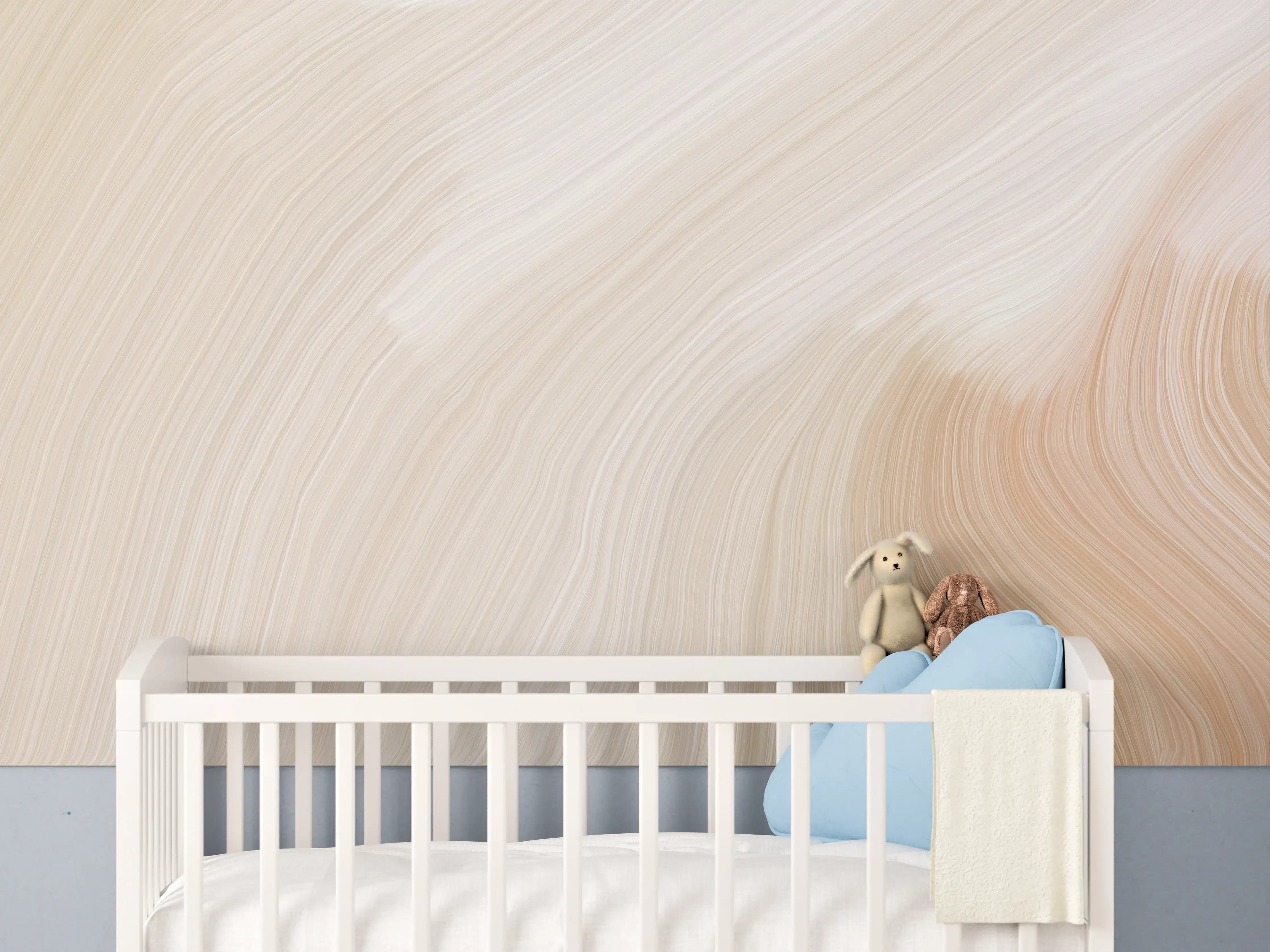 Babyzimmer Wandgestaltung - Weiße Marmor-Textur mit sanften Beigetönen