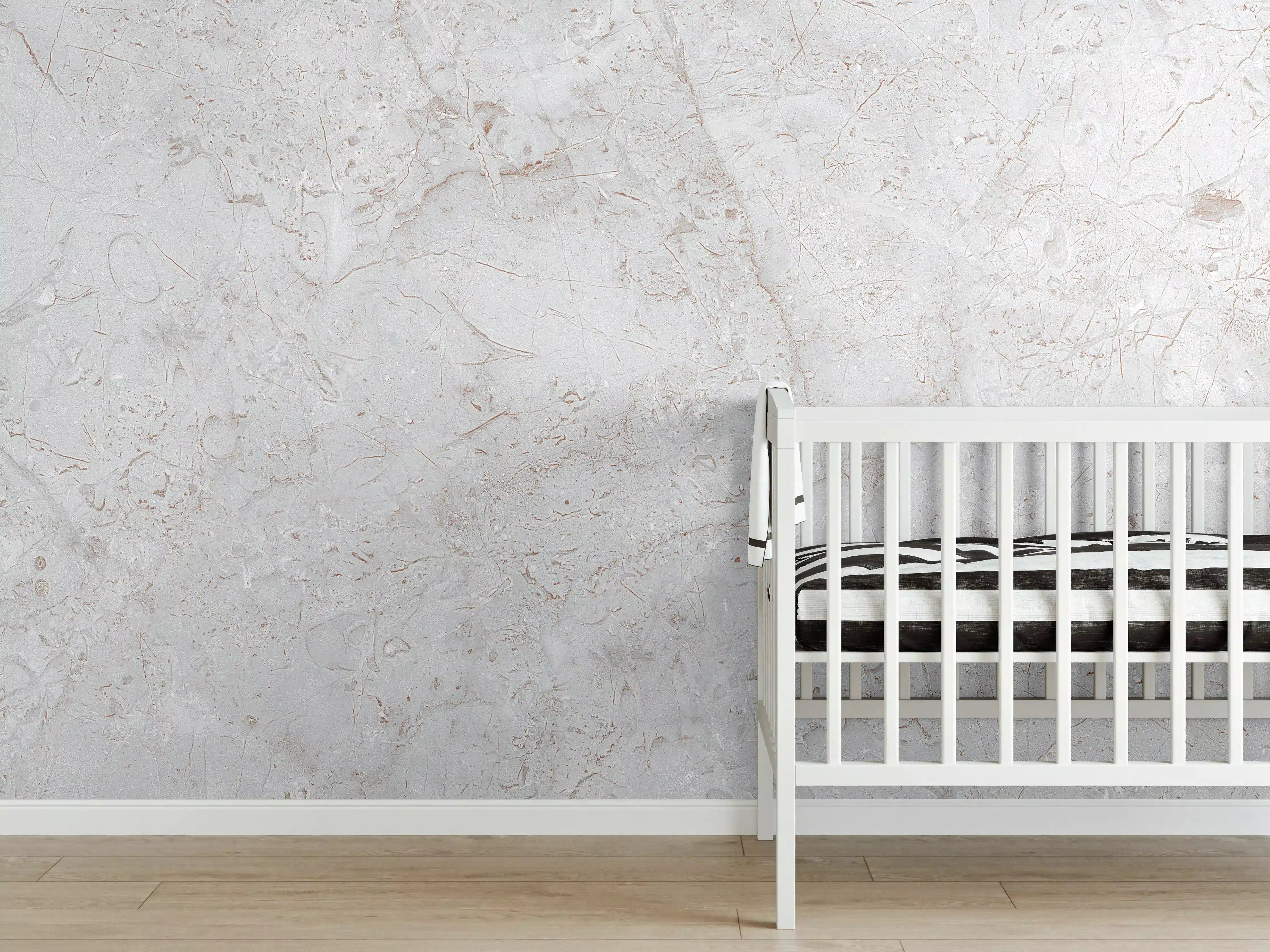 Babyzimmer Wandgestaltung - Weiße Marmorstruktur in hellem Grau