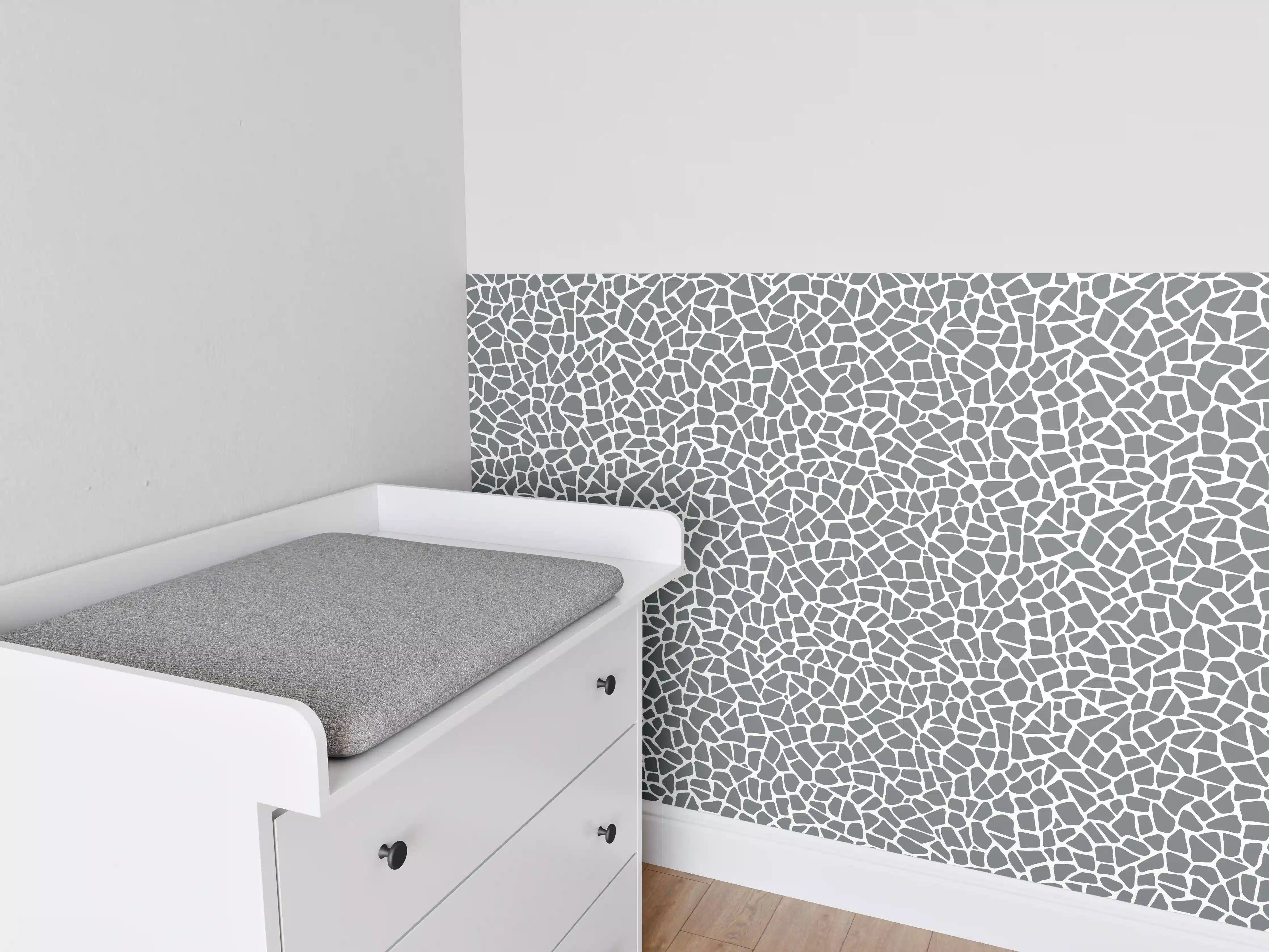 Babyzimmer Wandgestaltung - Weiße Marmorstruktur mit grauen Akzenten
