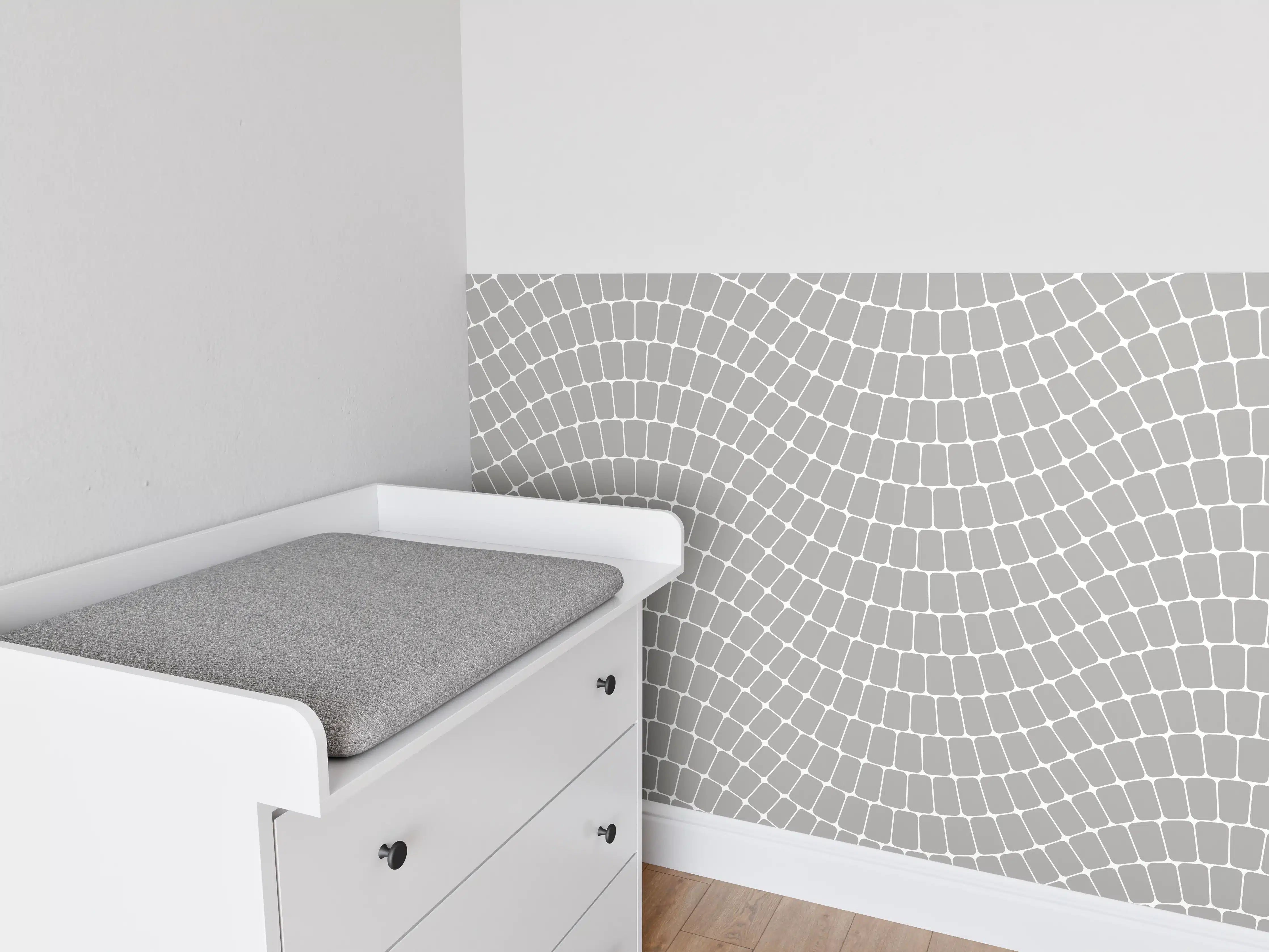 Babyzimmer Wandgestaltung - Weiße Marmortextur mit zarten Graunuancen