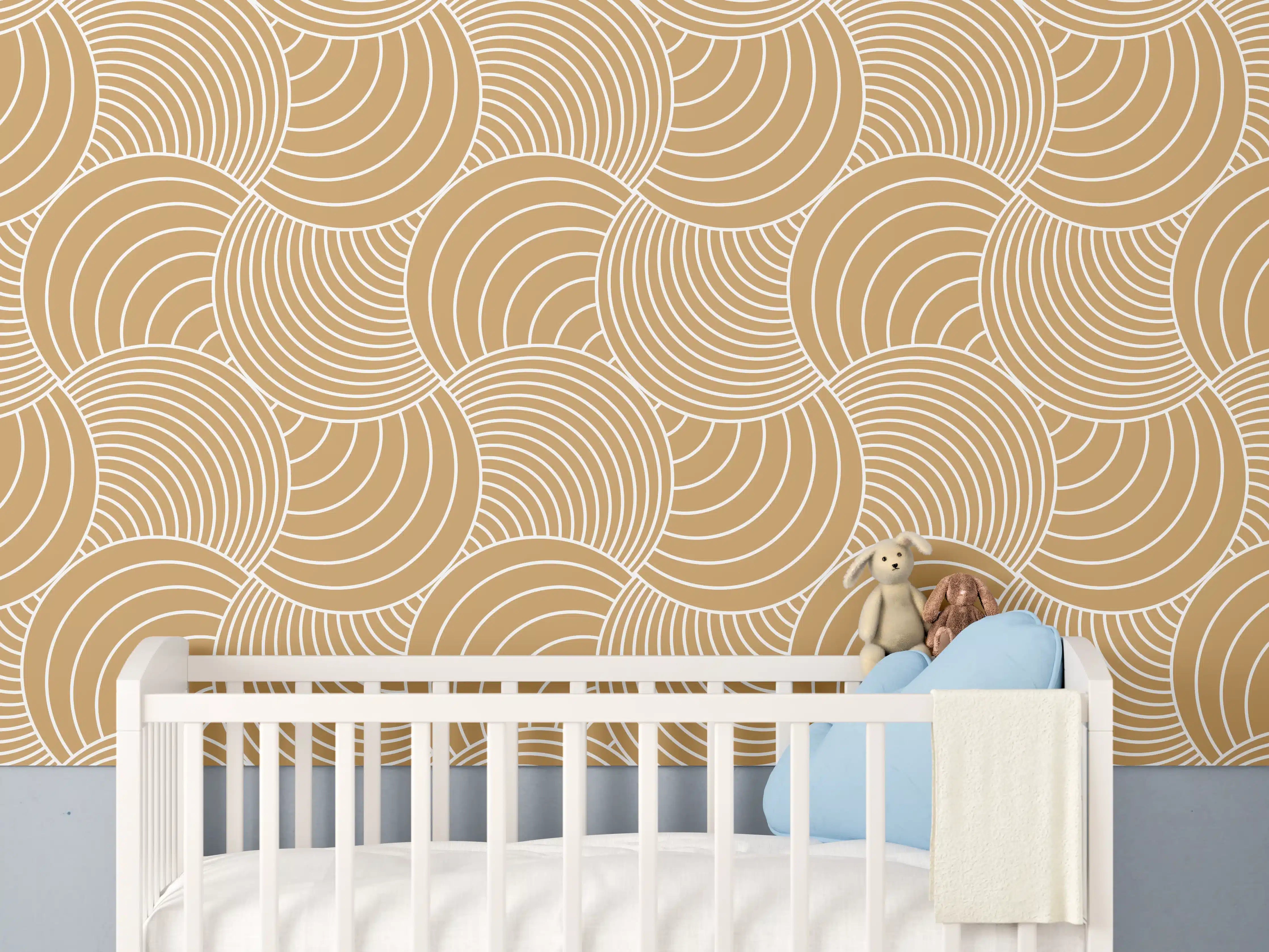 Babyzimmer Wandgestaltung - Weiße Musterwand mit sanften Linien