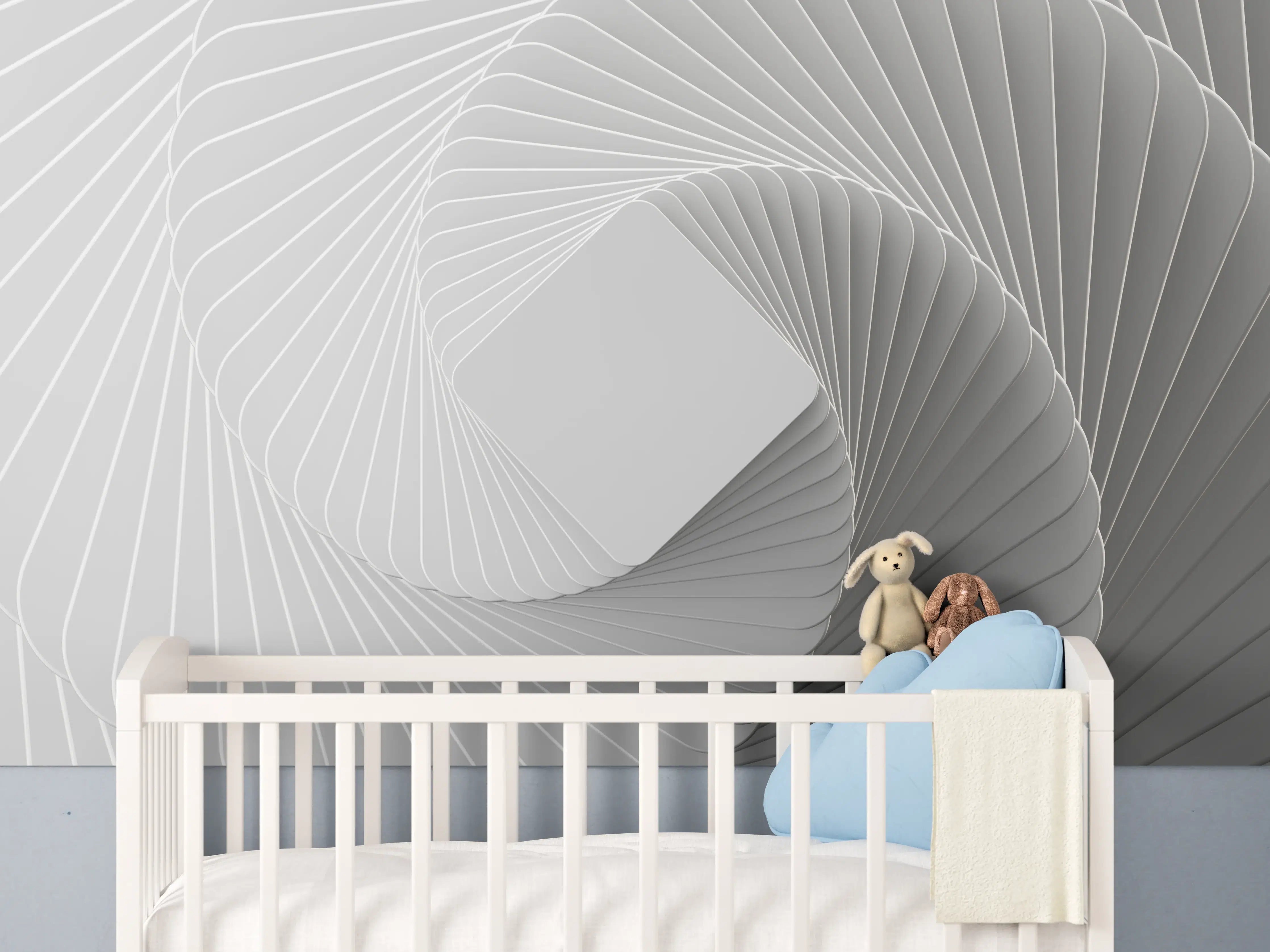 Babyzimmer Wandgestaltung - Weiße Quadrate - Illusion