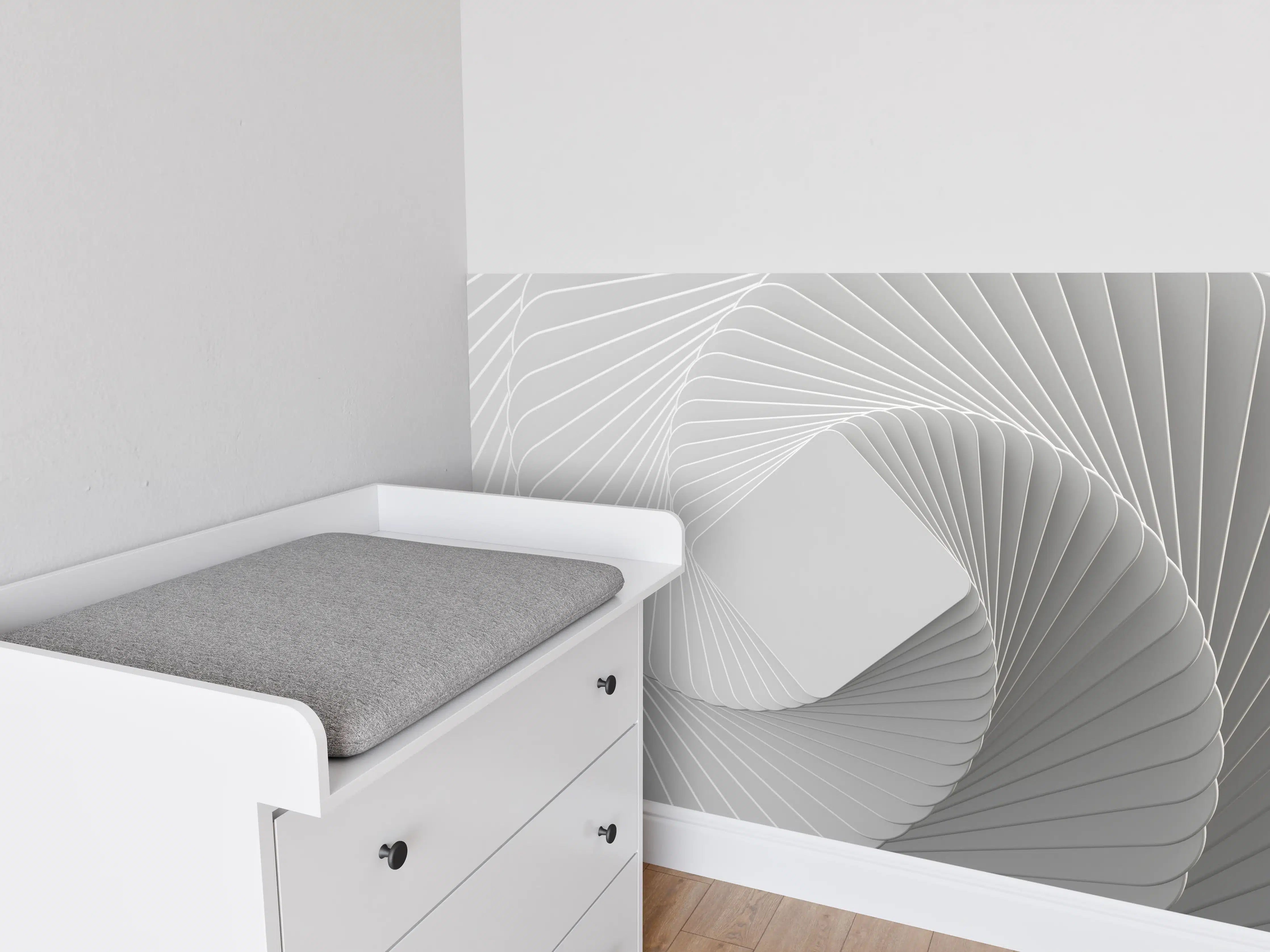 Babyzimmer Wandgestaltung - Weiße Quadrate - Illusion