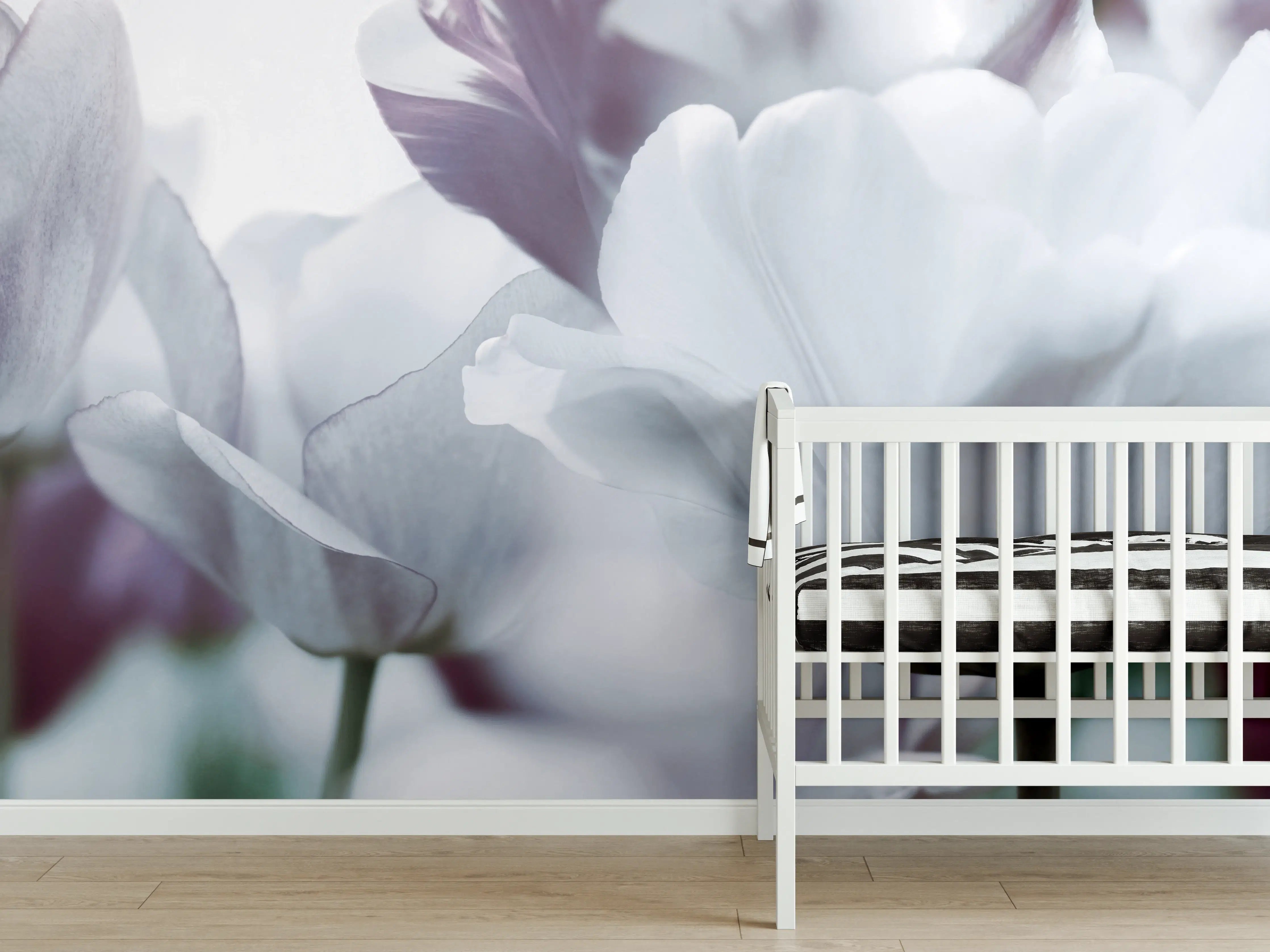 Babyzimmer Wandgestaltung - Weiße Tulpen