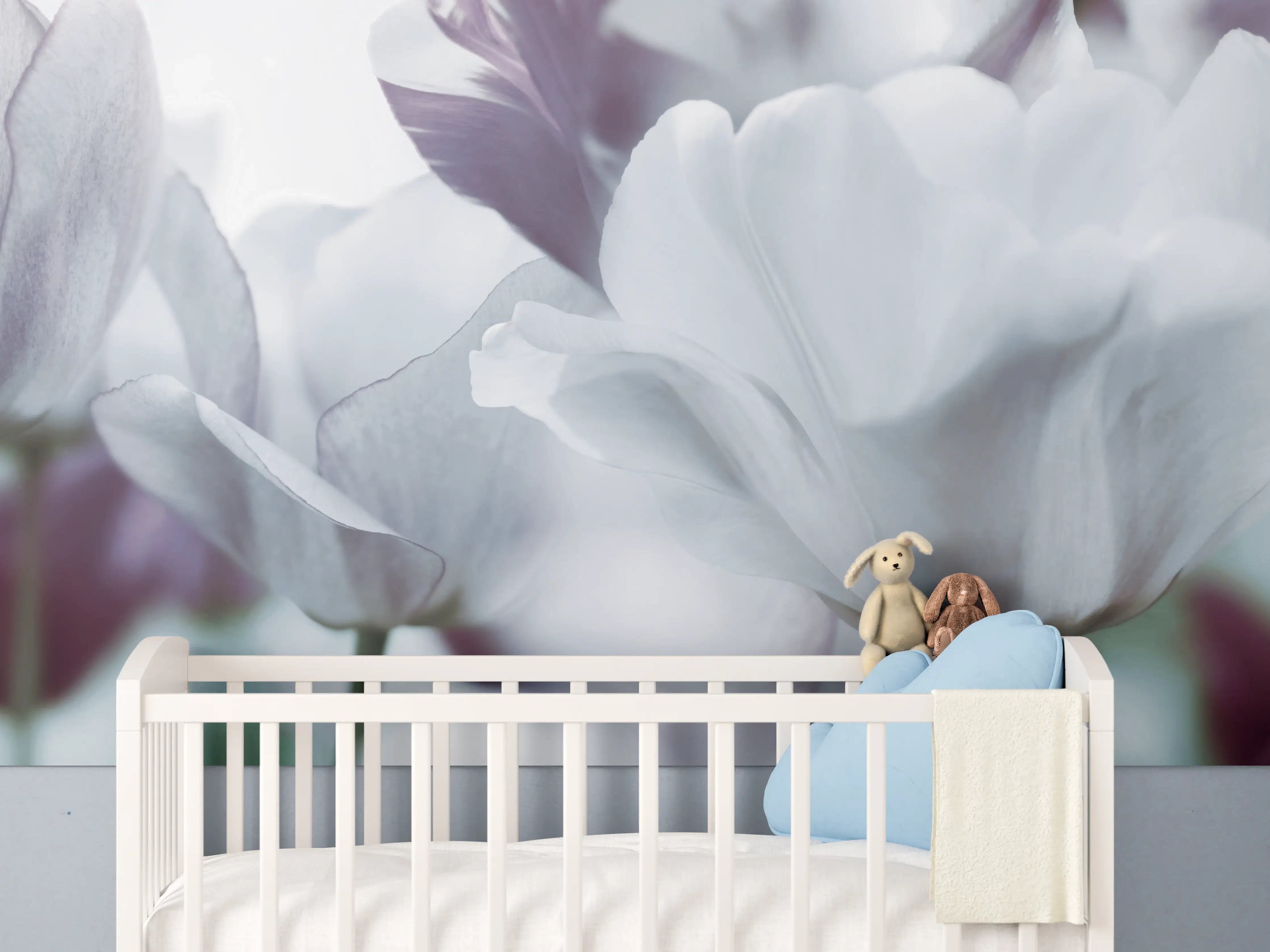 Babyzimmer Wandgestaltung - Weiße Tulpen