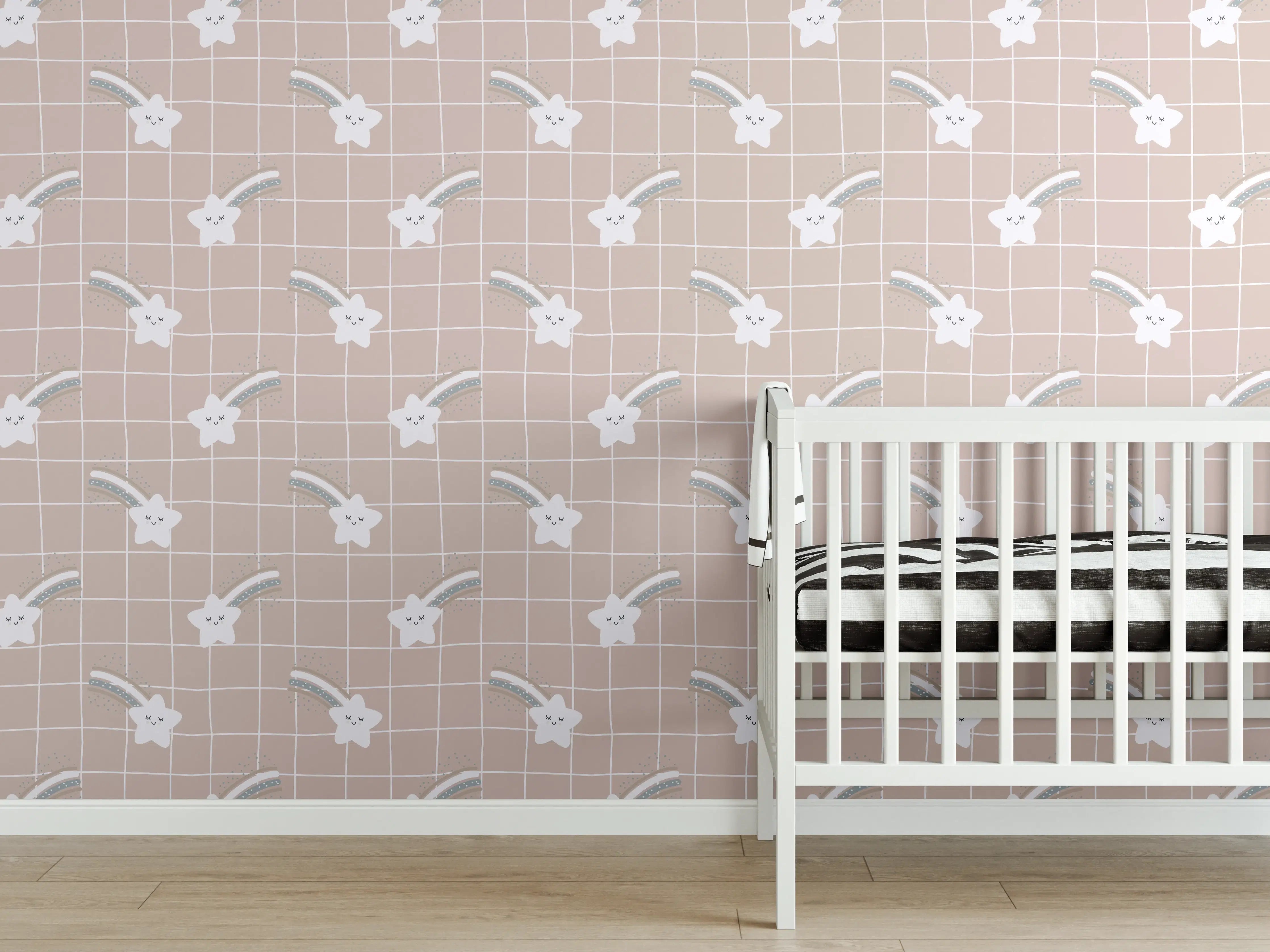 Babyzimmer Wandgestaltung - Weiße Wand mit grauem Strukturmuster