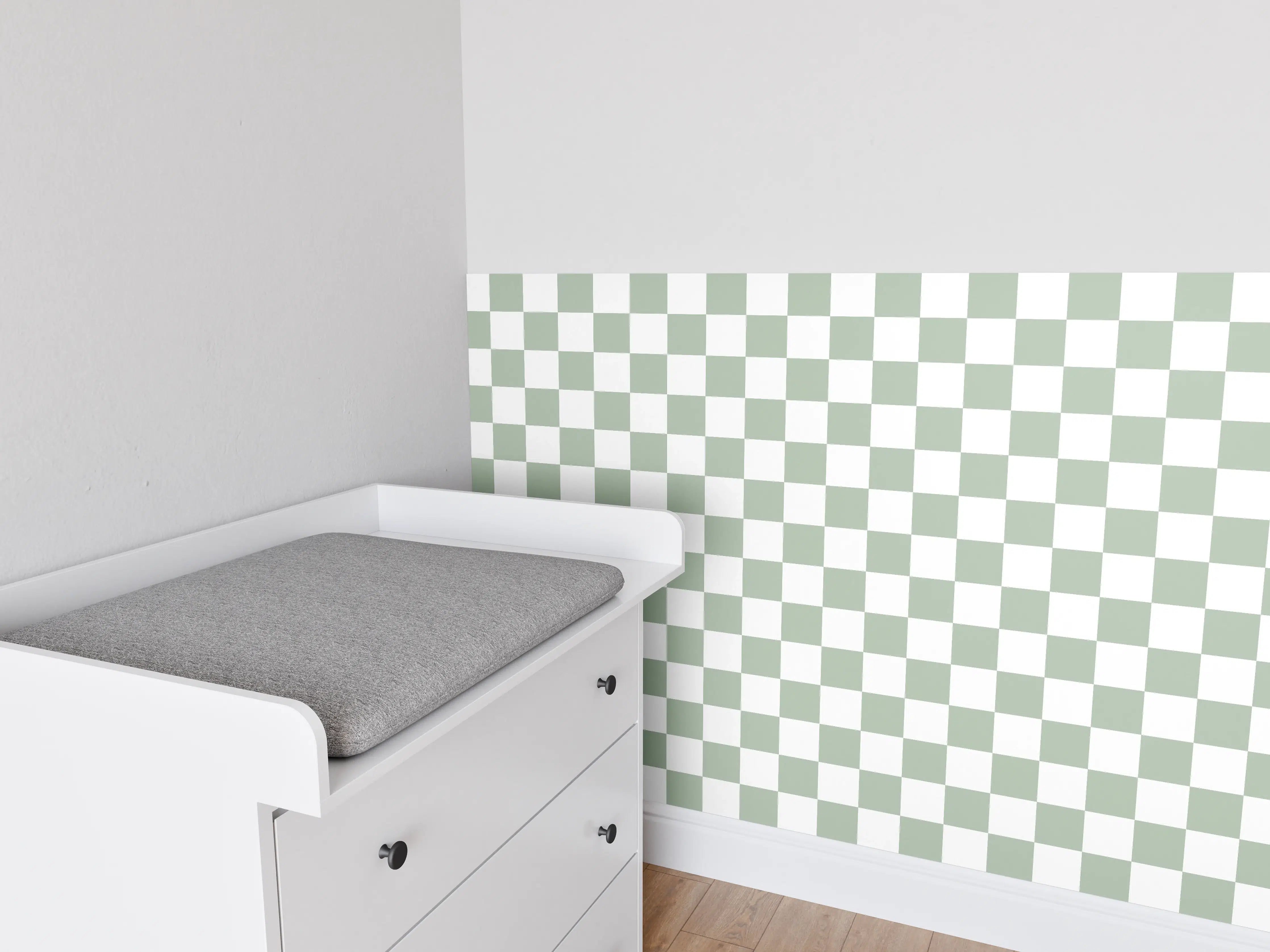 Babyzimmer Wandgestaltung - Weiße Wand mit zartem Grauen und strukturierter Oberfläche