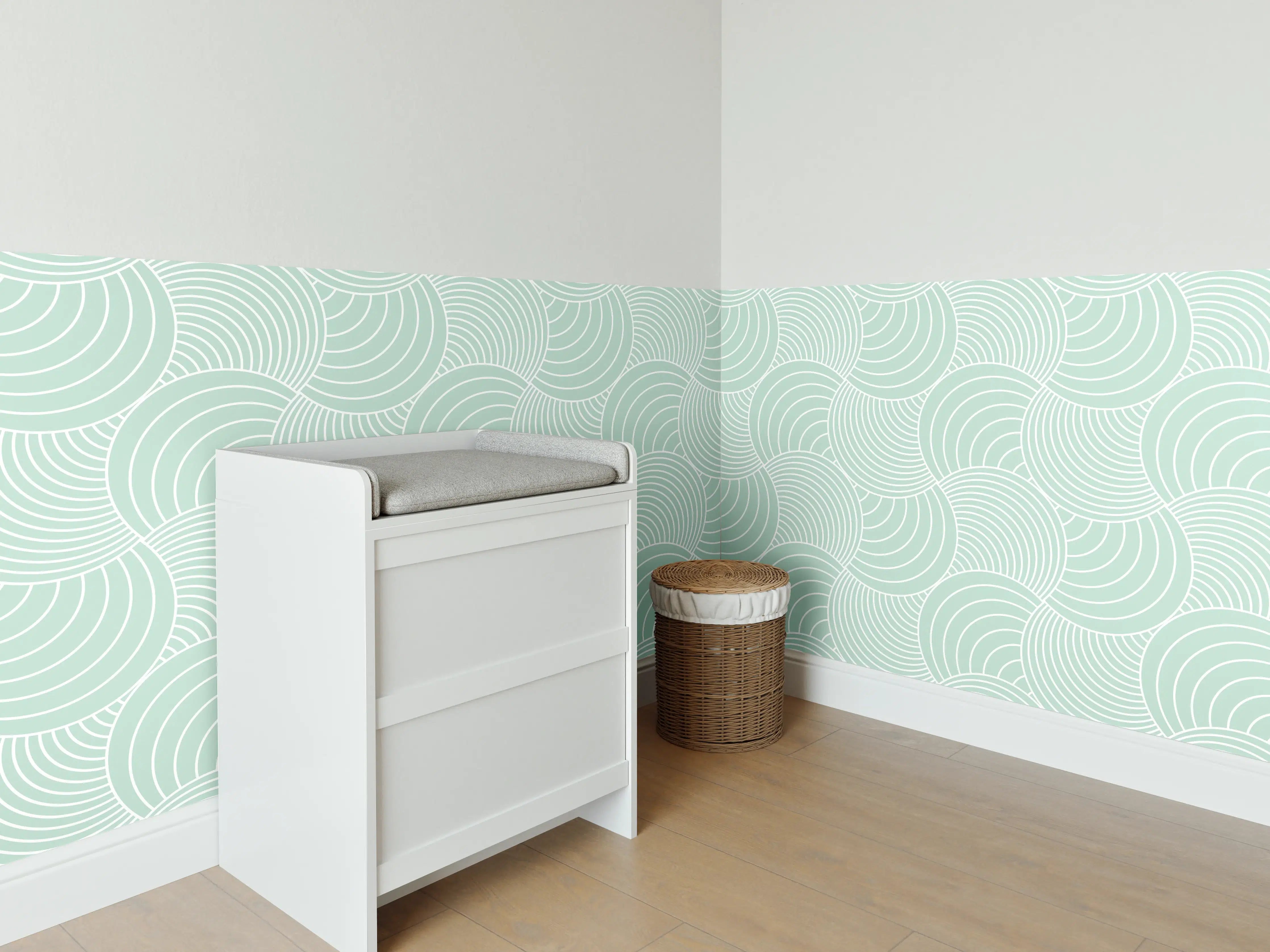 Babyzimmer Wandgestaltung - Weiße Wellen-Muster