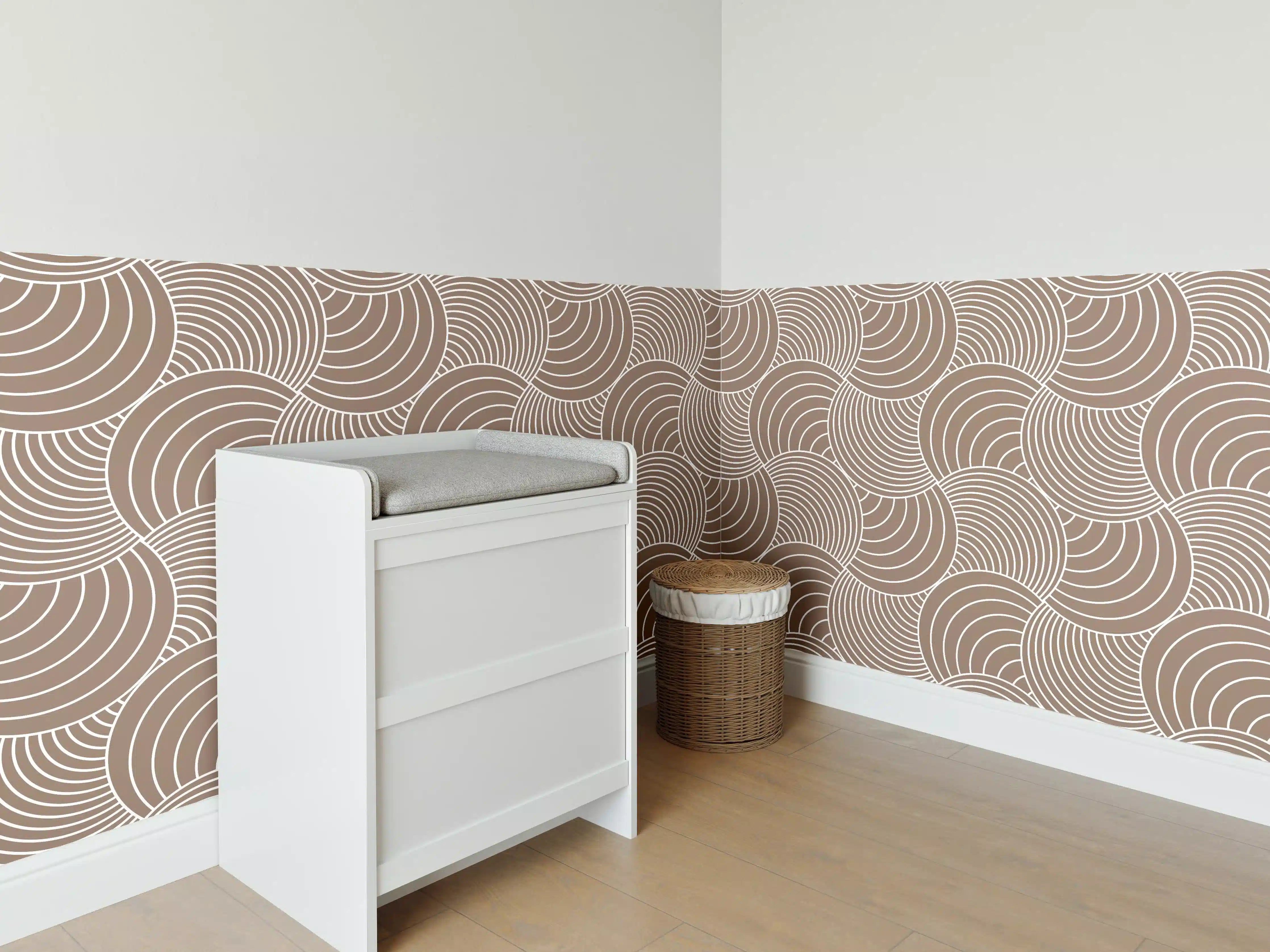 Babyzimmer Wandgestaltung - Weiße Wellenmuster-Textur mit sanften Graunuancen