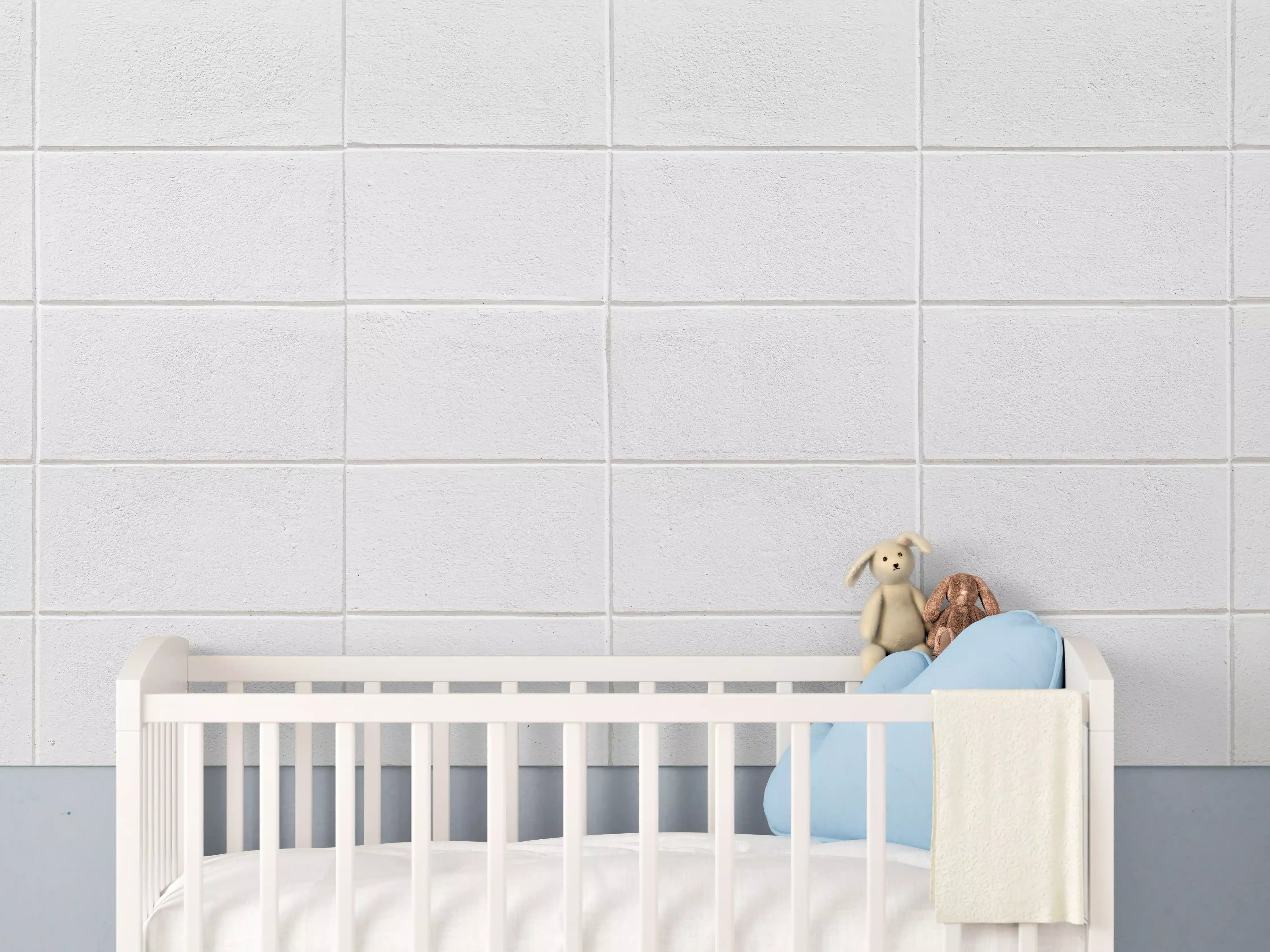 Babyzimmer Wandgestaltung - Weiße Zementblock-Wand