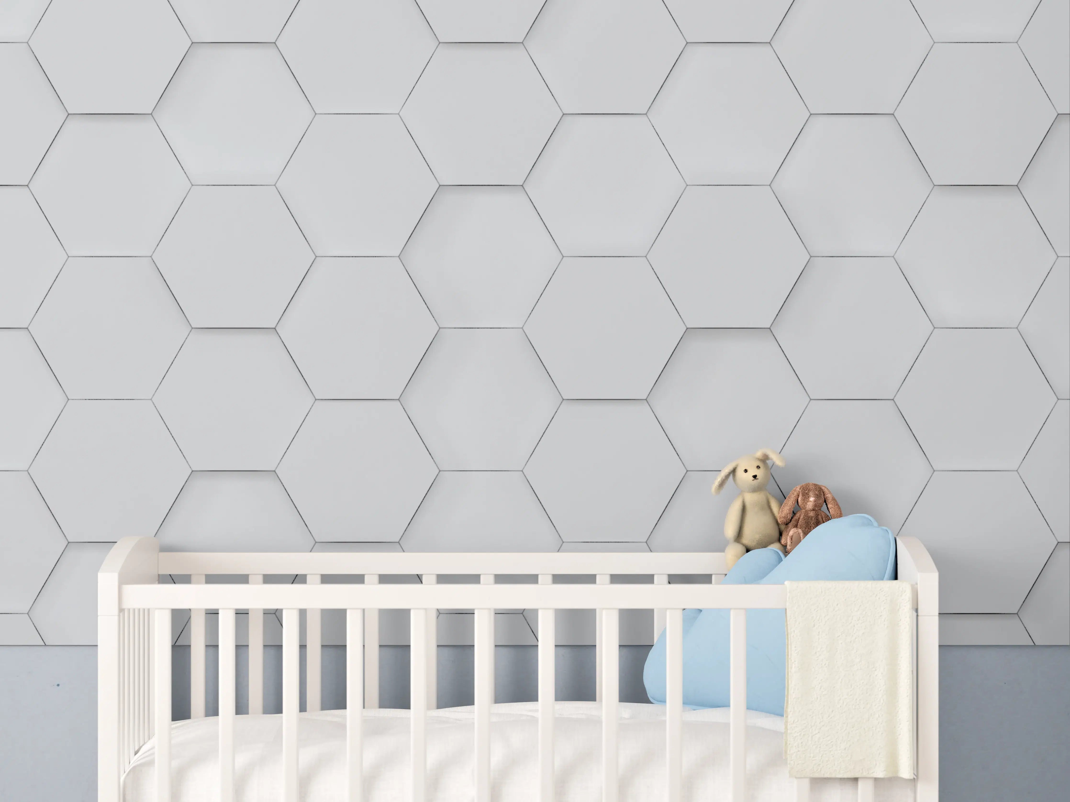 Babyzimmer Wandgestaltung - Weiße Zementfliesen Muster