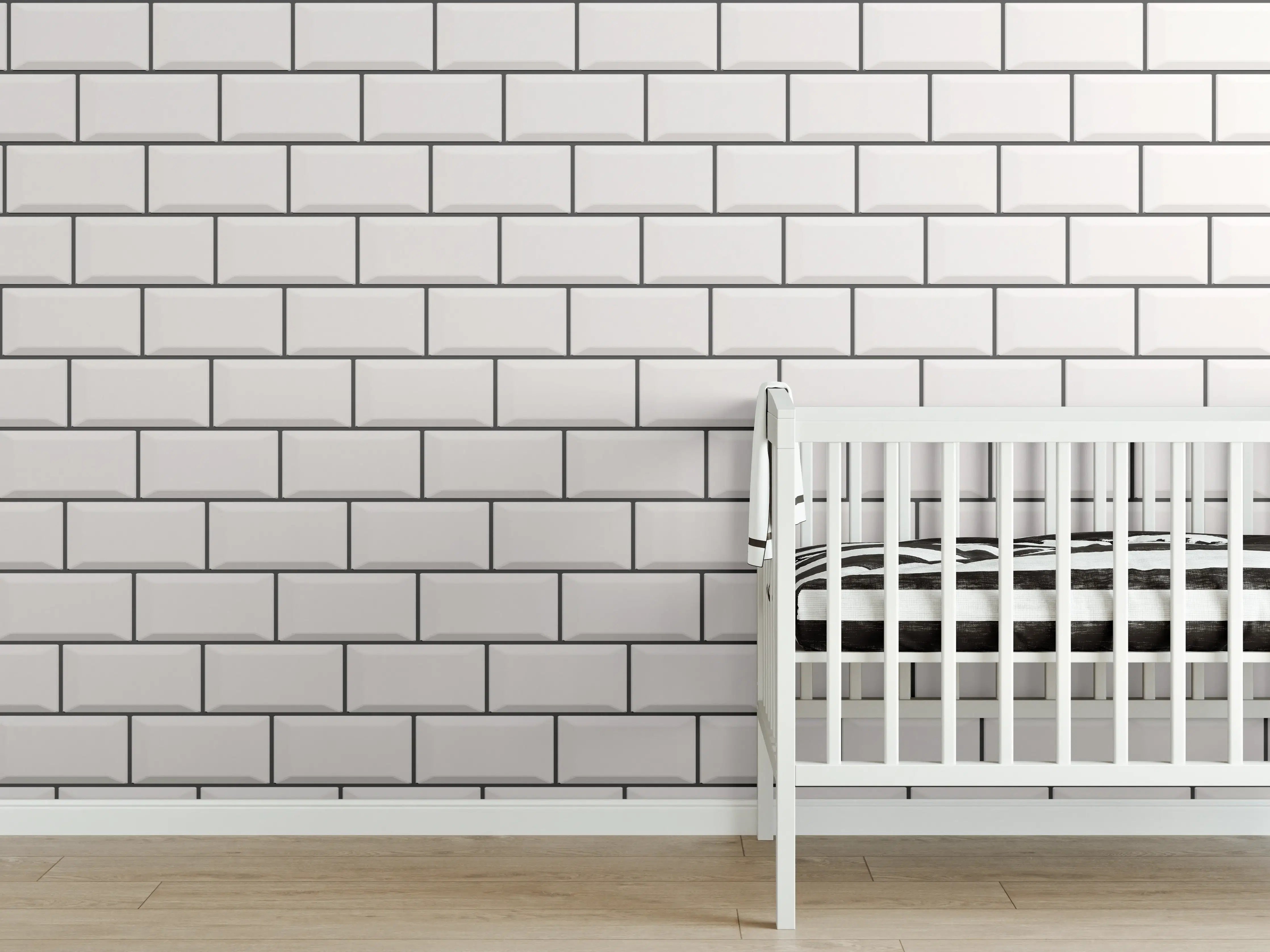 Babyzimmer Wandgestaltung - Weiße Ziegel Wandtextur