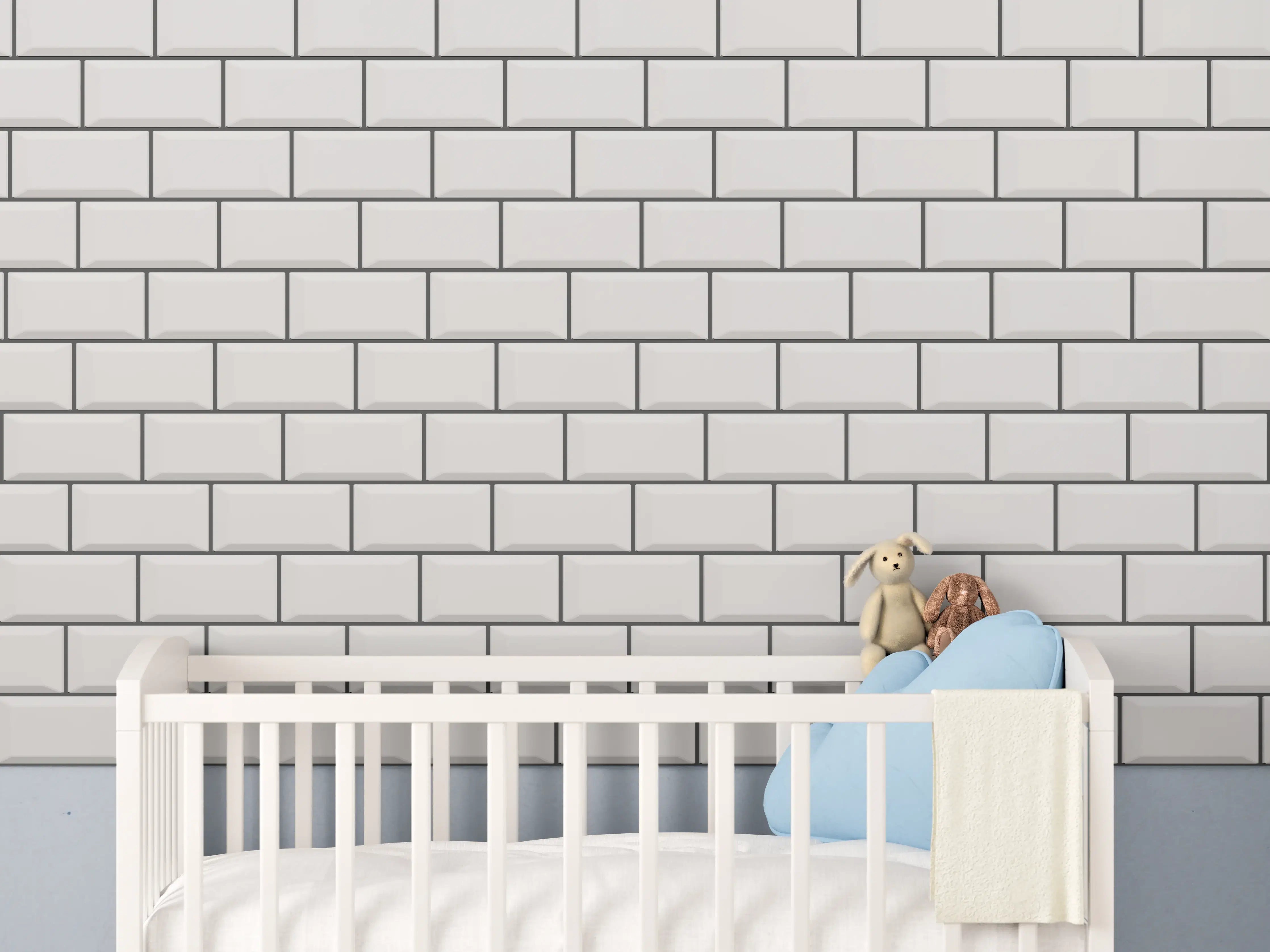 Babyzimmer Wandgestaltung - Weiße Ziegel Wandtextur