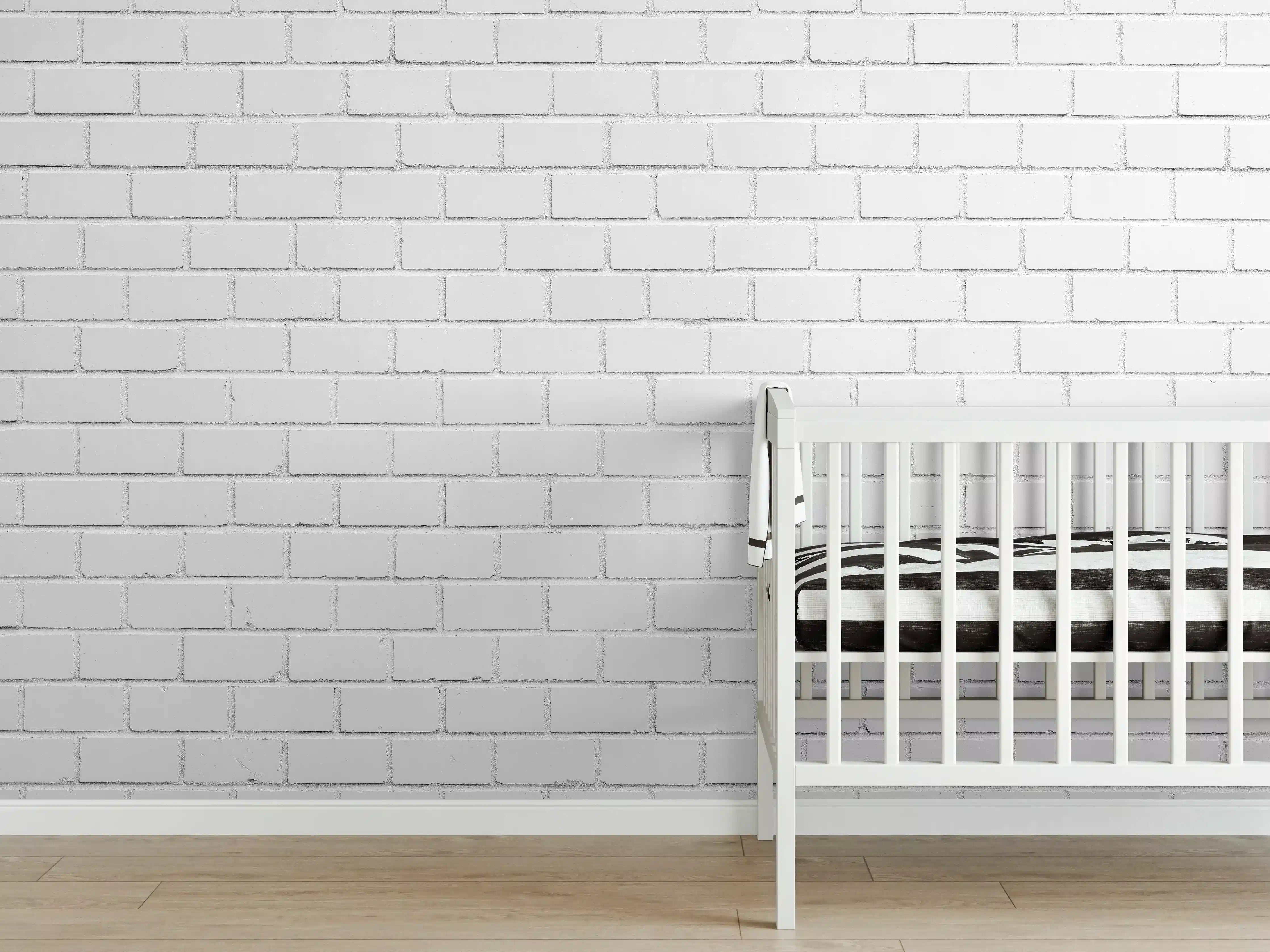 Babyzimmer Wandgestaltung - Weiße Ziegelwand - Zement