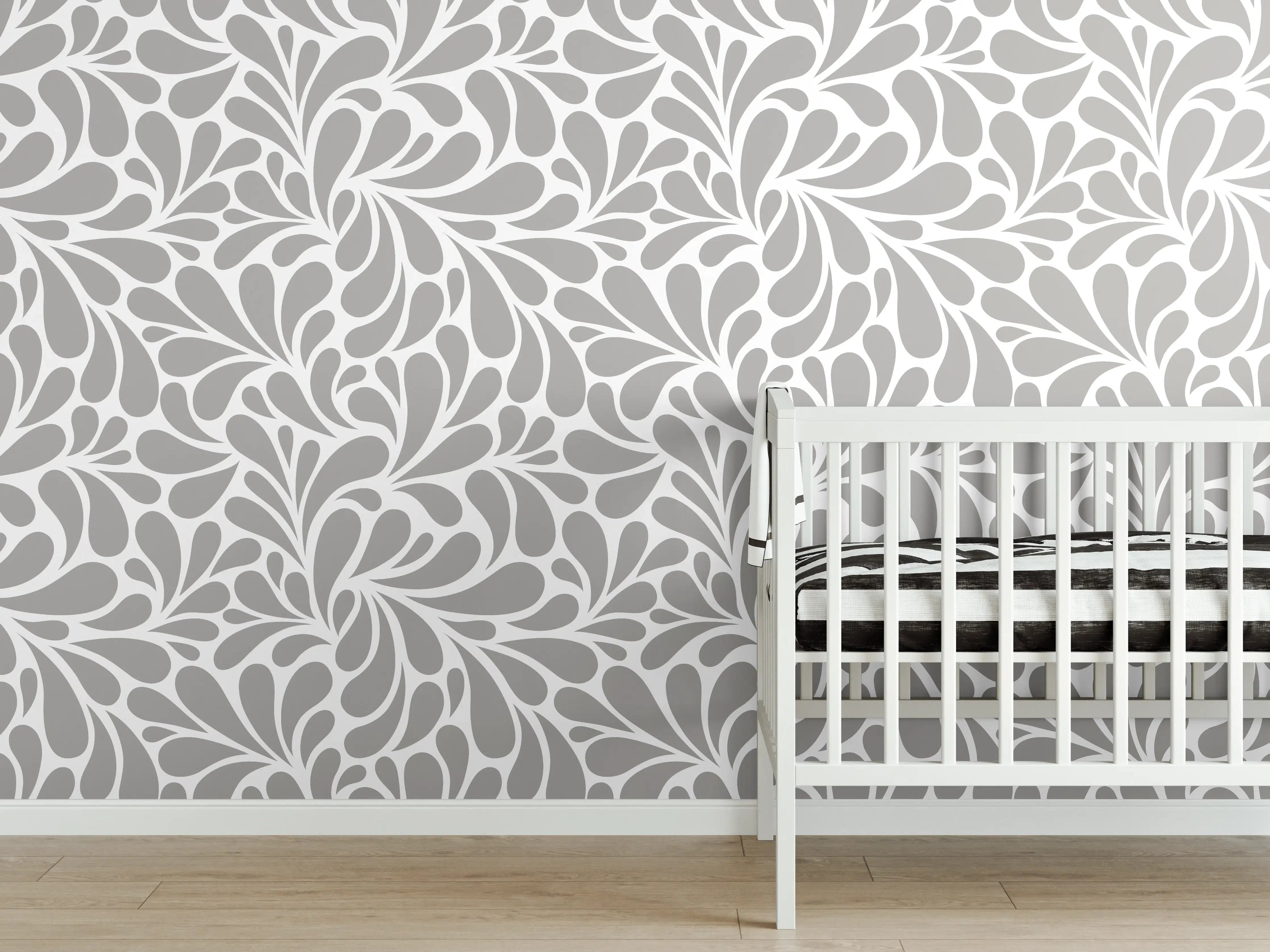 Babyzimmer Wandgestaltung - Weiße & Graue Musterfliese