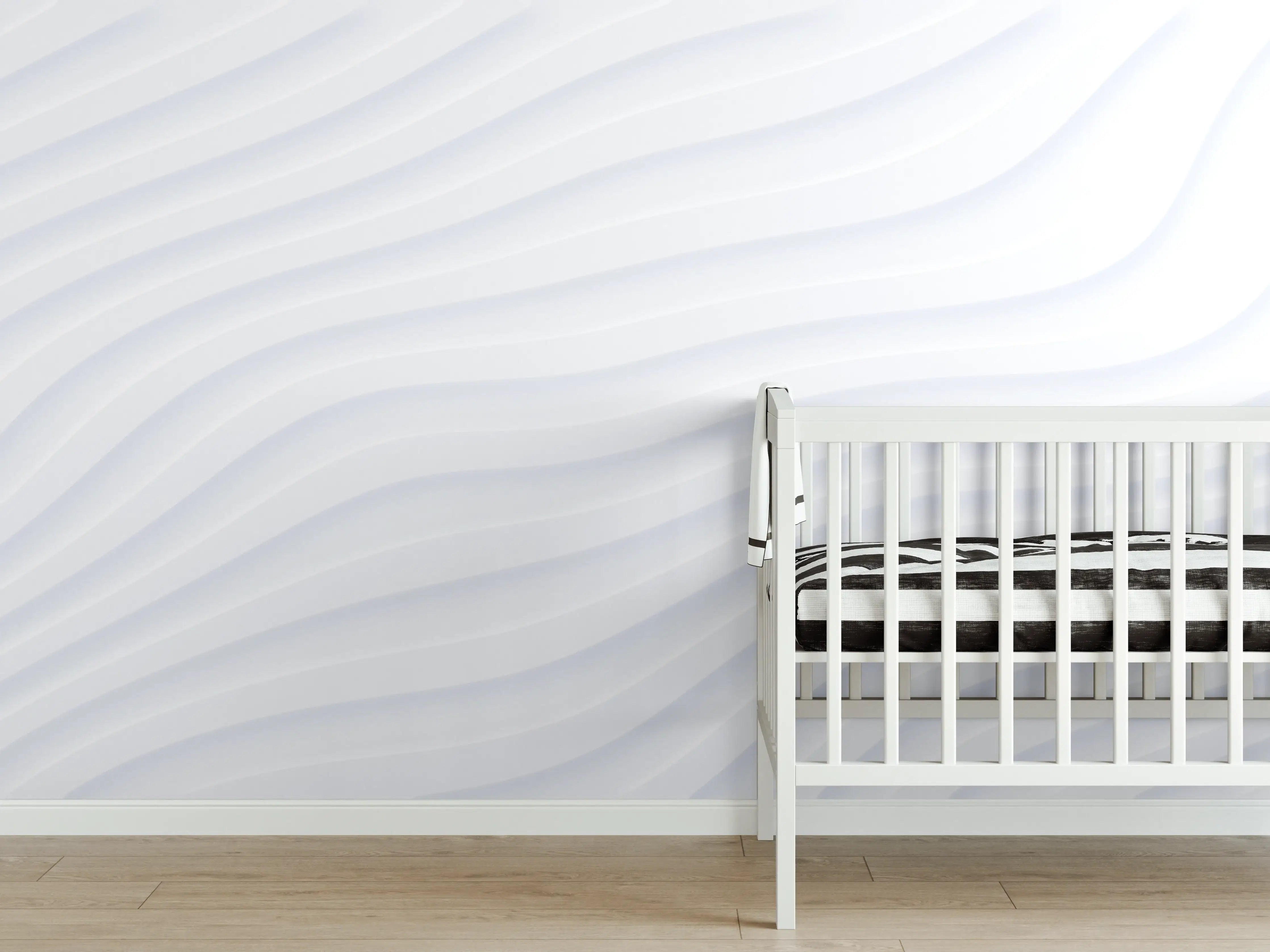 Babyzimmer Wandgestaltung - Weiße geometrische Wellenstruktur