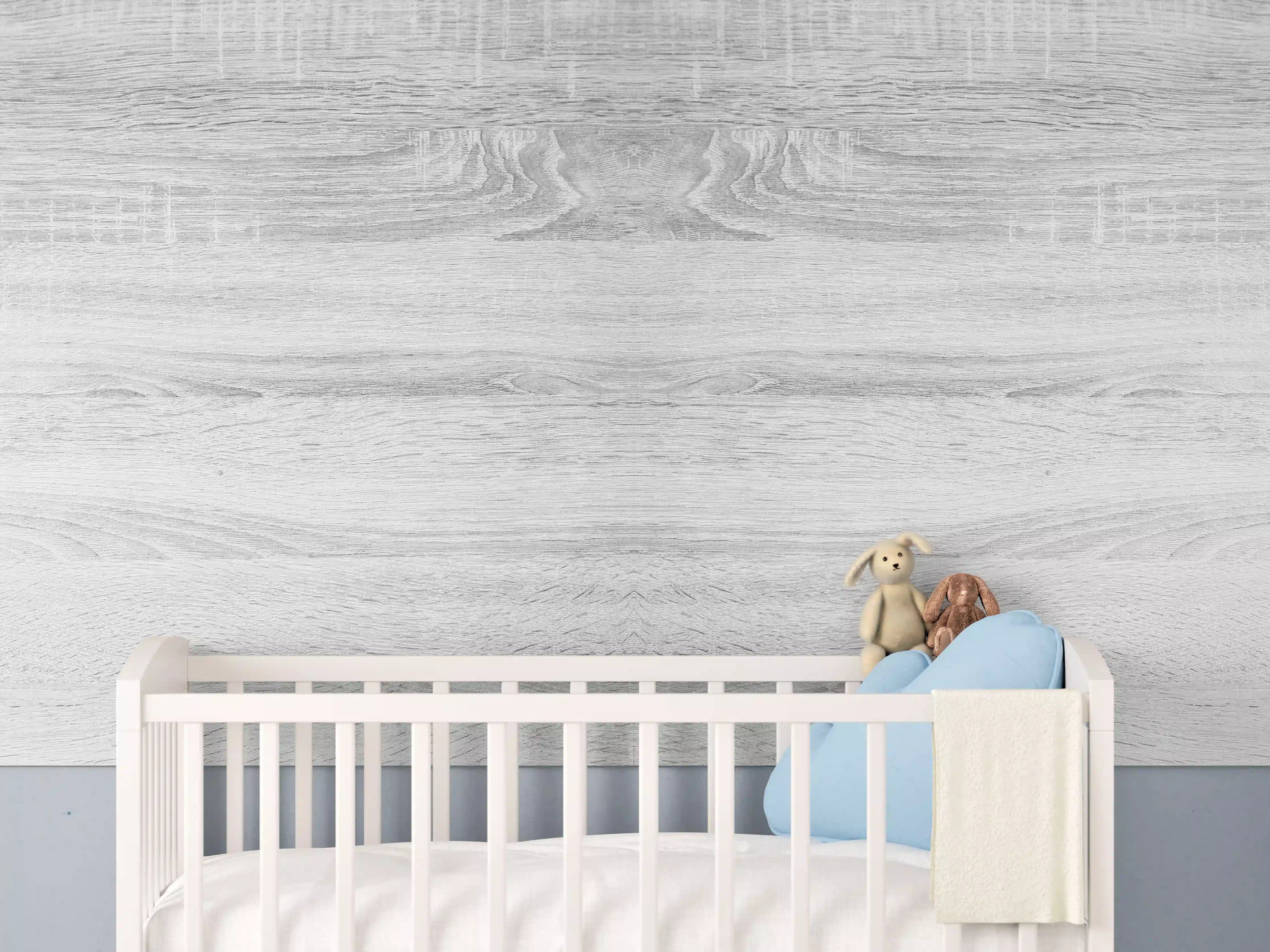 Babyzimmer Wandgestaltung - Weiße helle verwitterte Holztextur