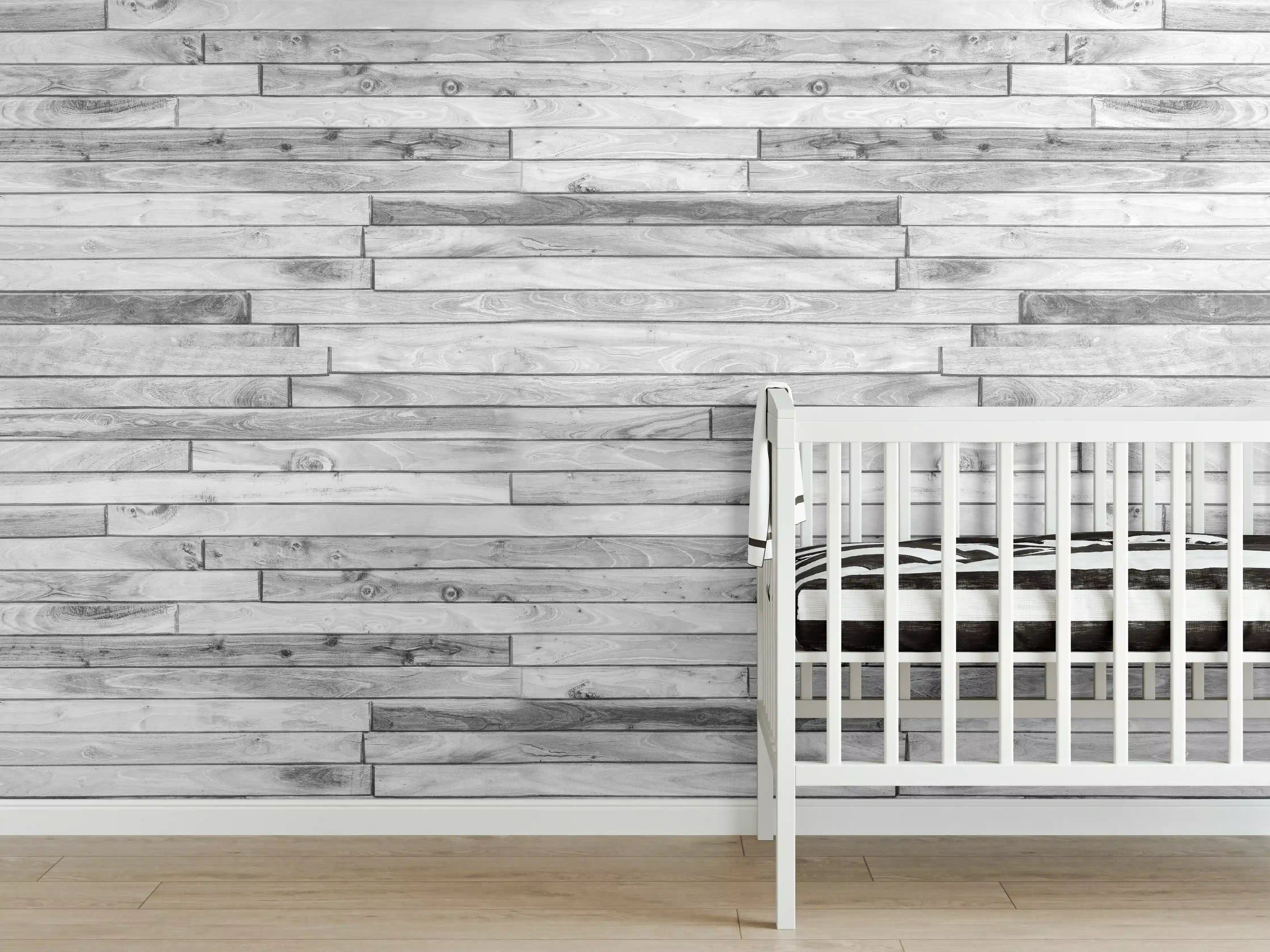 Babyzimmer Wandgestaltung - Weiße kleine Kiefernholzstücke