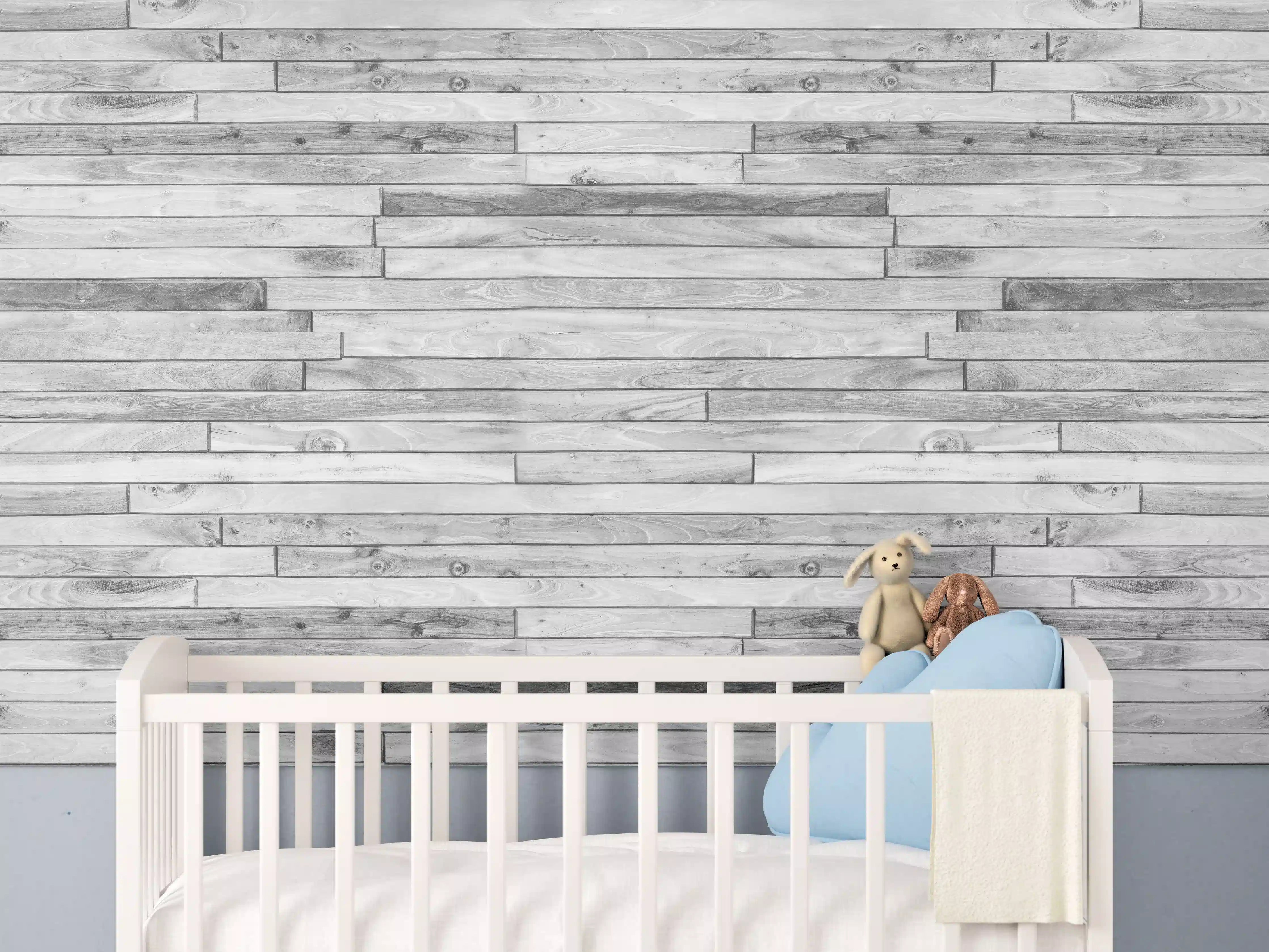 Babyzimmer Wandgestaltung - Weiße kleine Kiefernholzstücke
