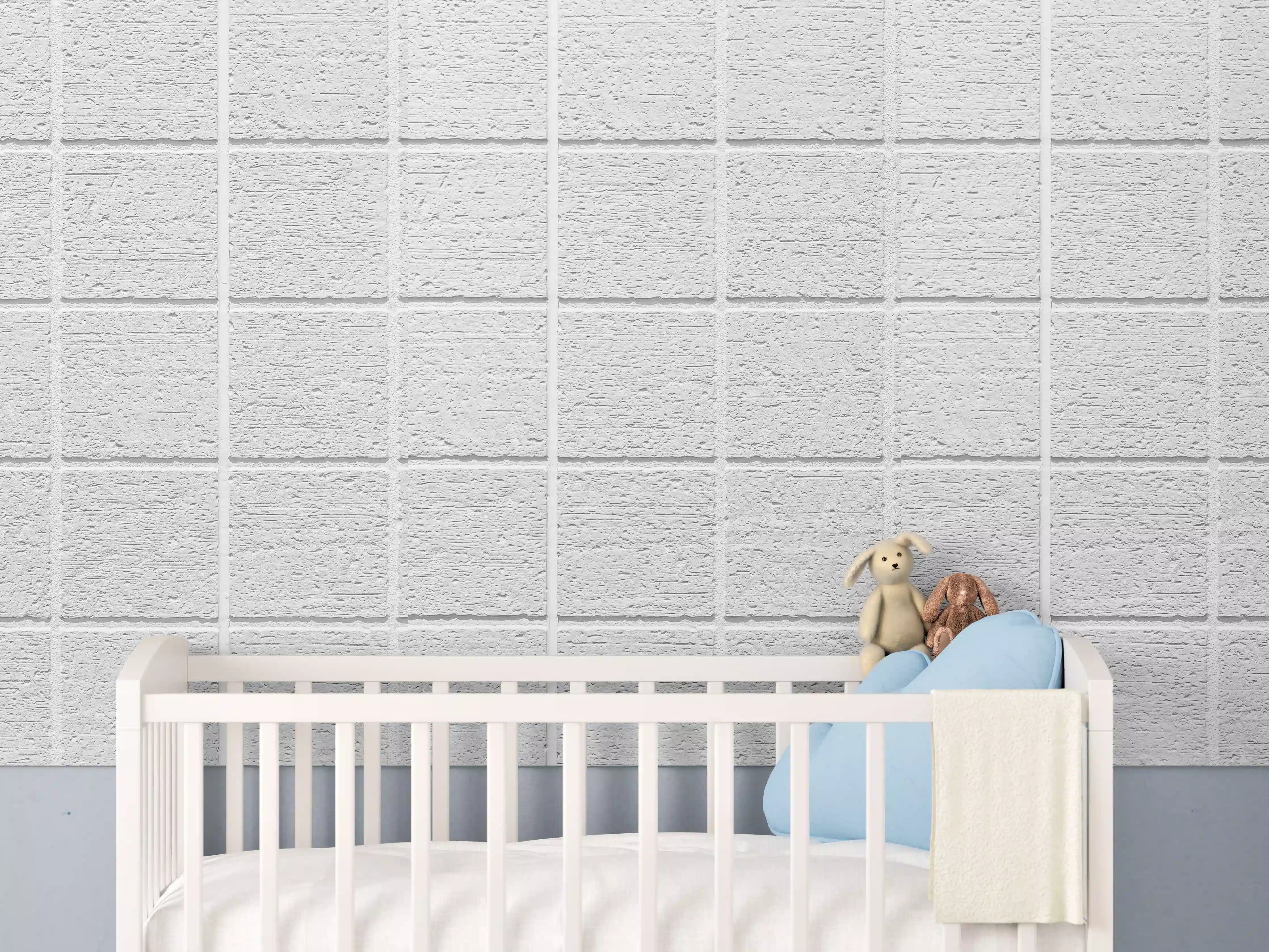 Babyzimmer Wandgestaltung - Weiße quadratische Steintextur