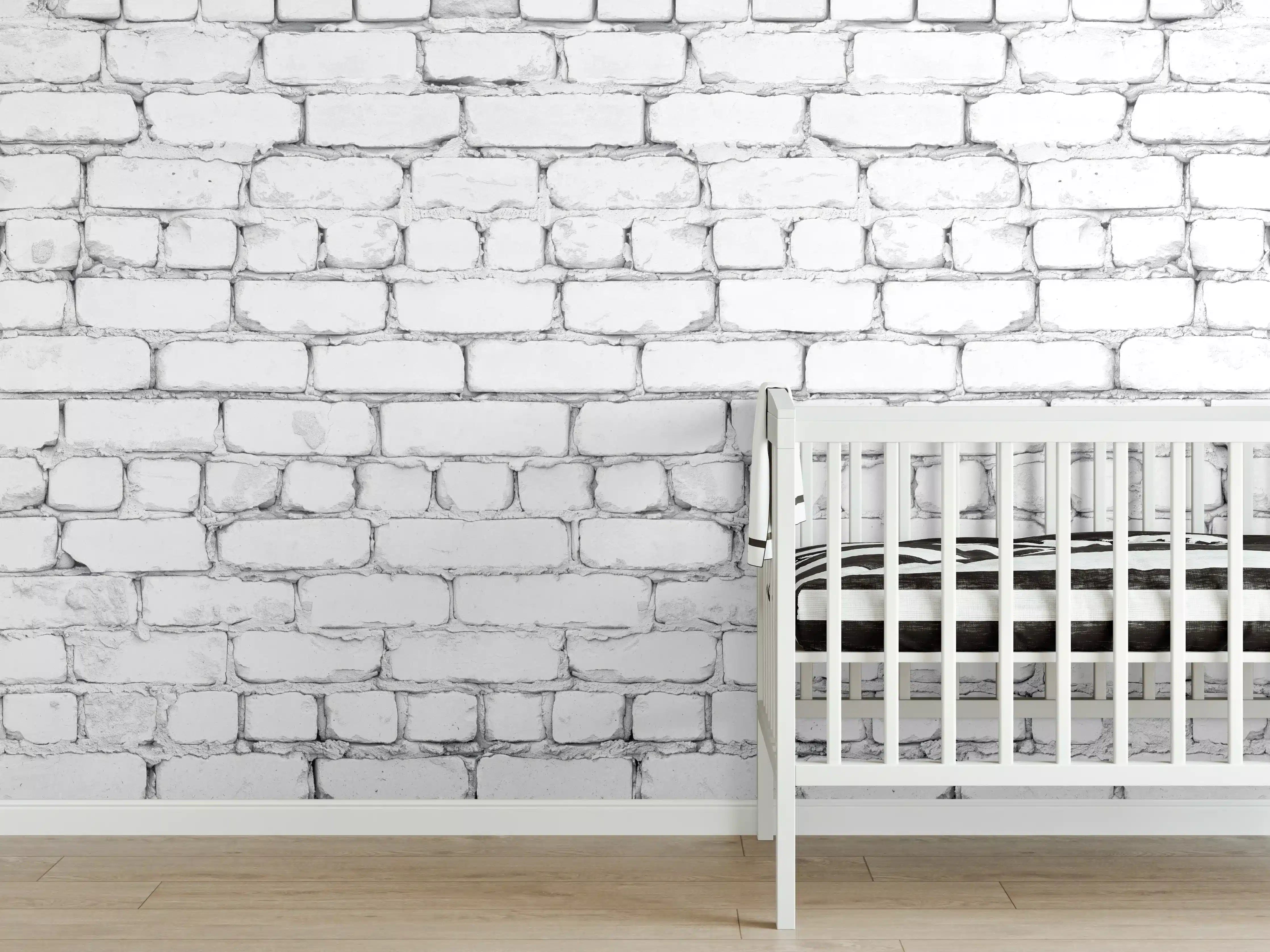 Babyzimmer Wandgestaltung - Weiße raue Backsteinmauer