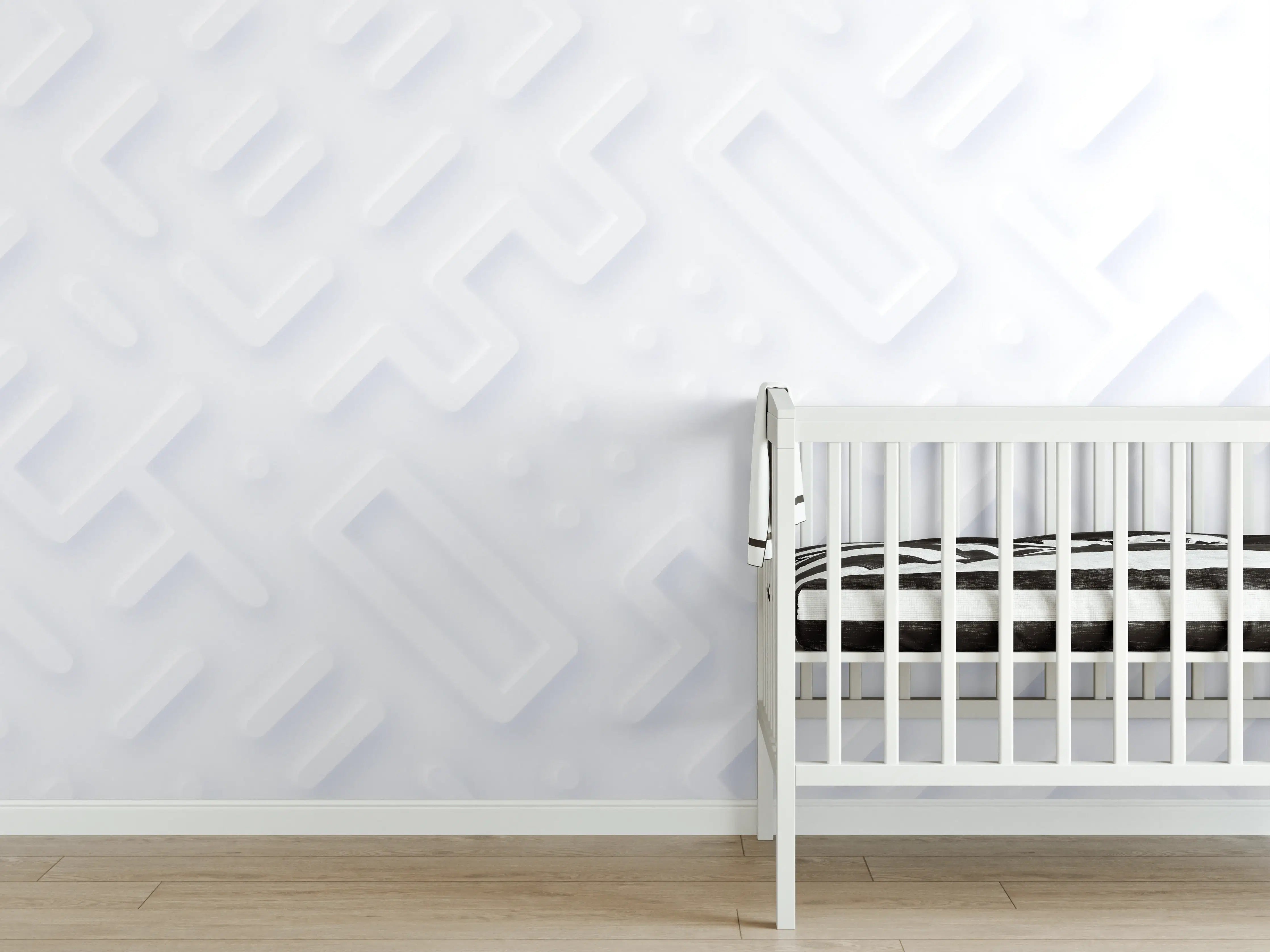Babyzimmer Wandgestaltung - Weiße strukturierte Wand mit zarten Reliefmustern