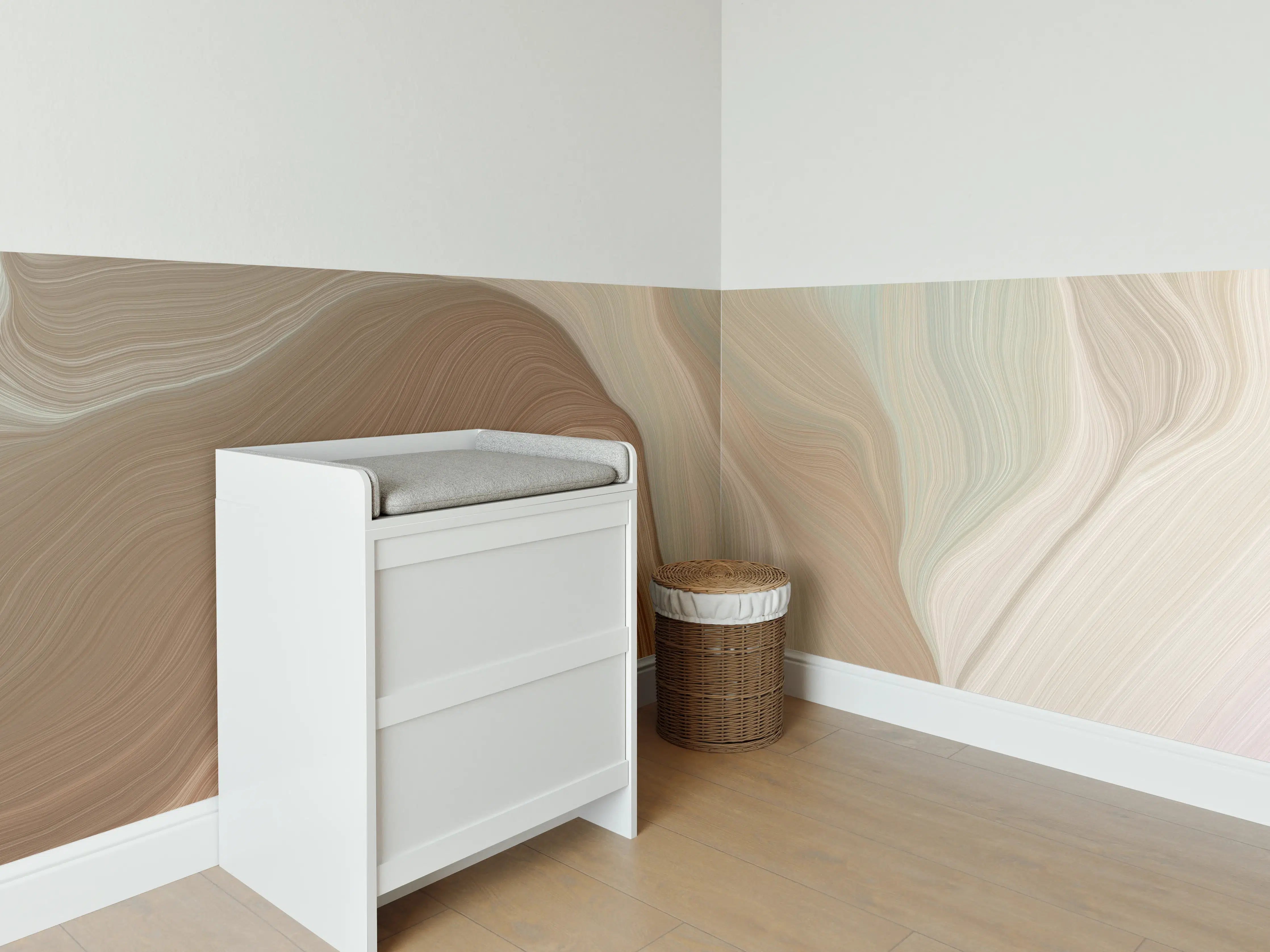 Babyzimmer Wandgestaltung - Weiße und beige Marmor-Textur