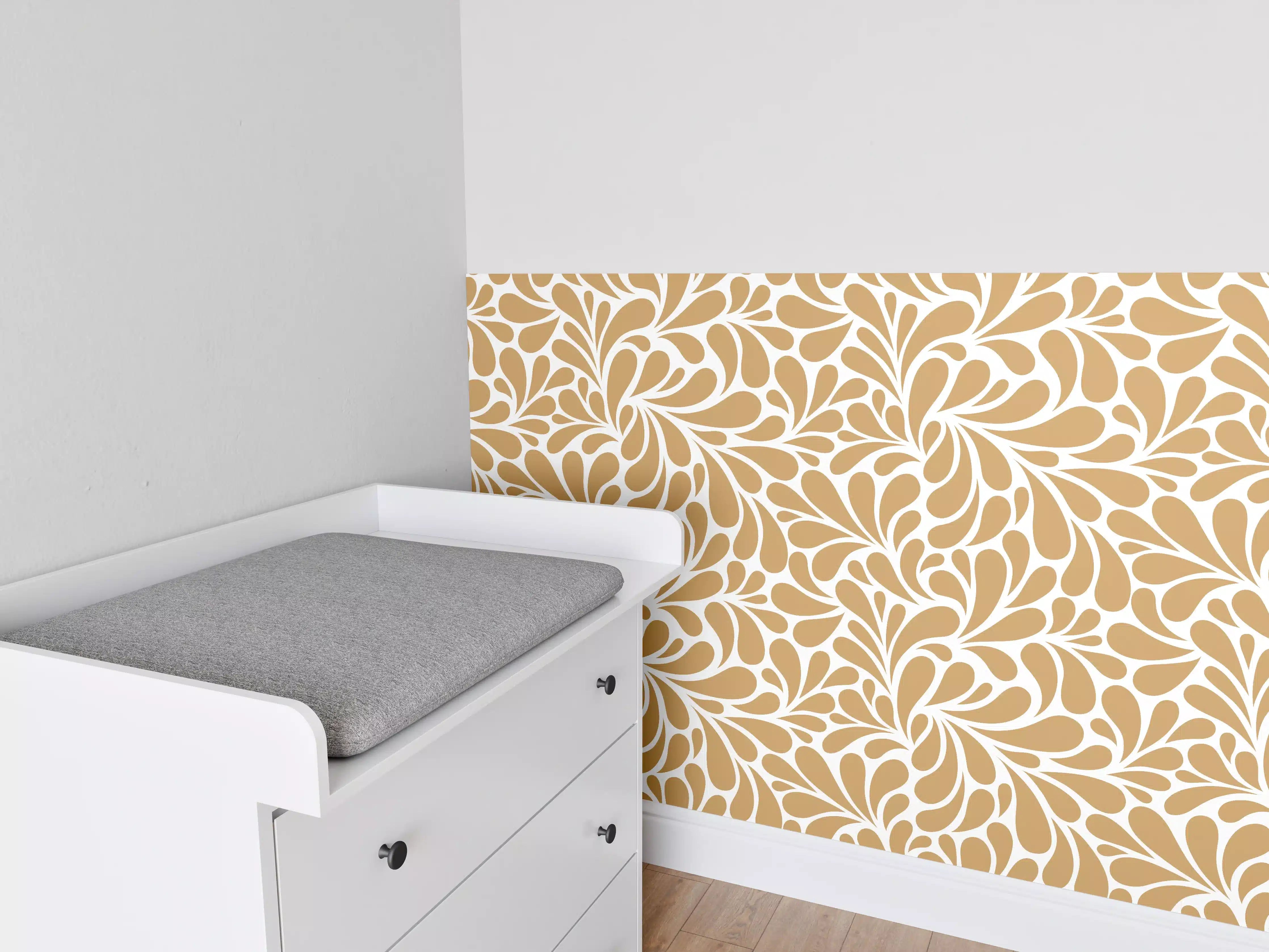 Babyzimmer Wandgestaltung - Weiße und goldene dekorative Wandgestaltung