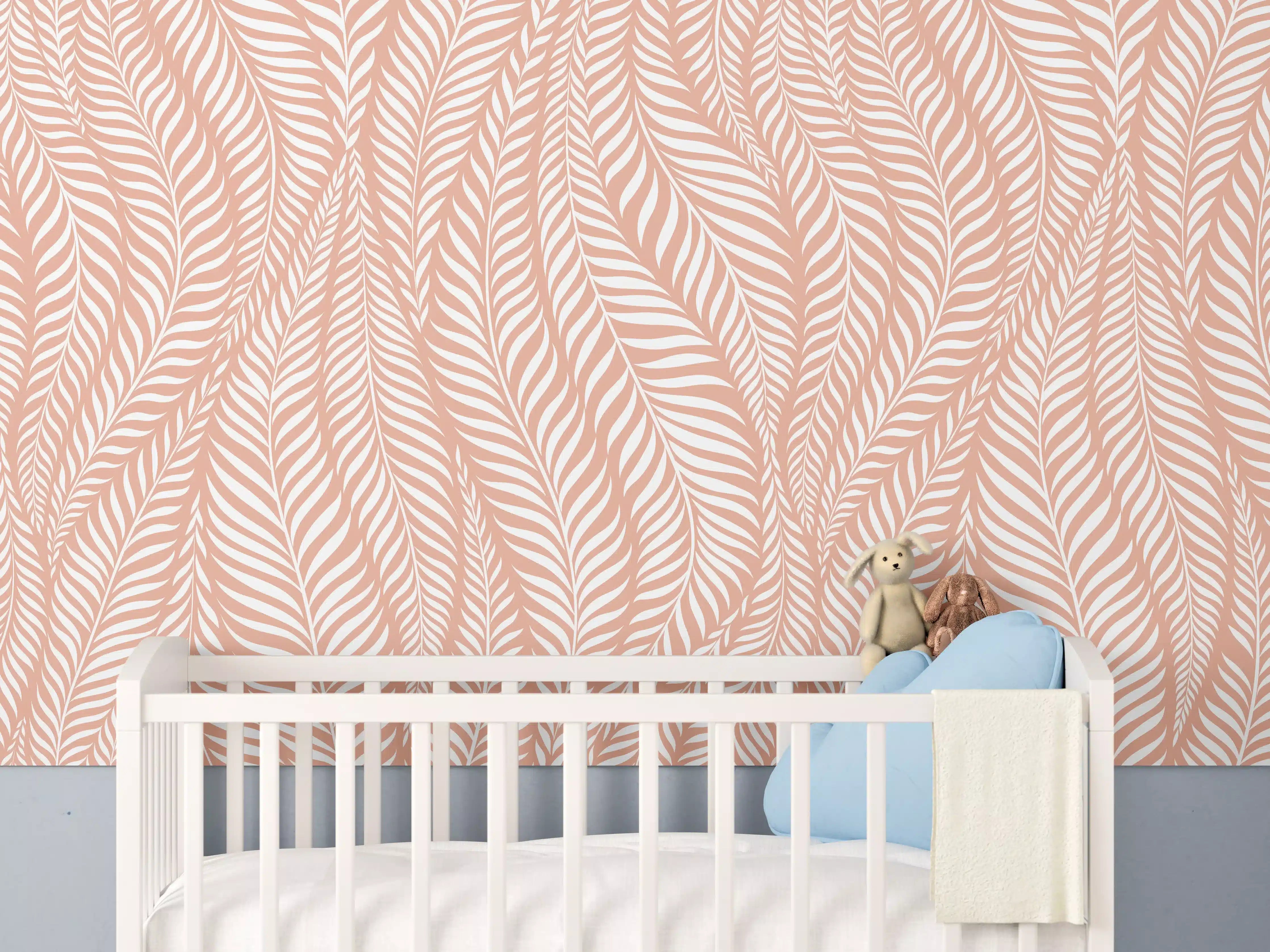Babyzimmer Wandgestaltung - Weiße und graue zarte Muster