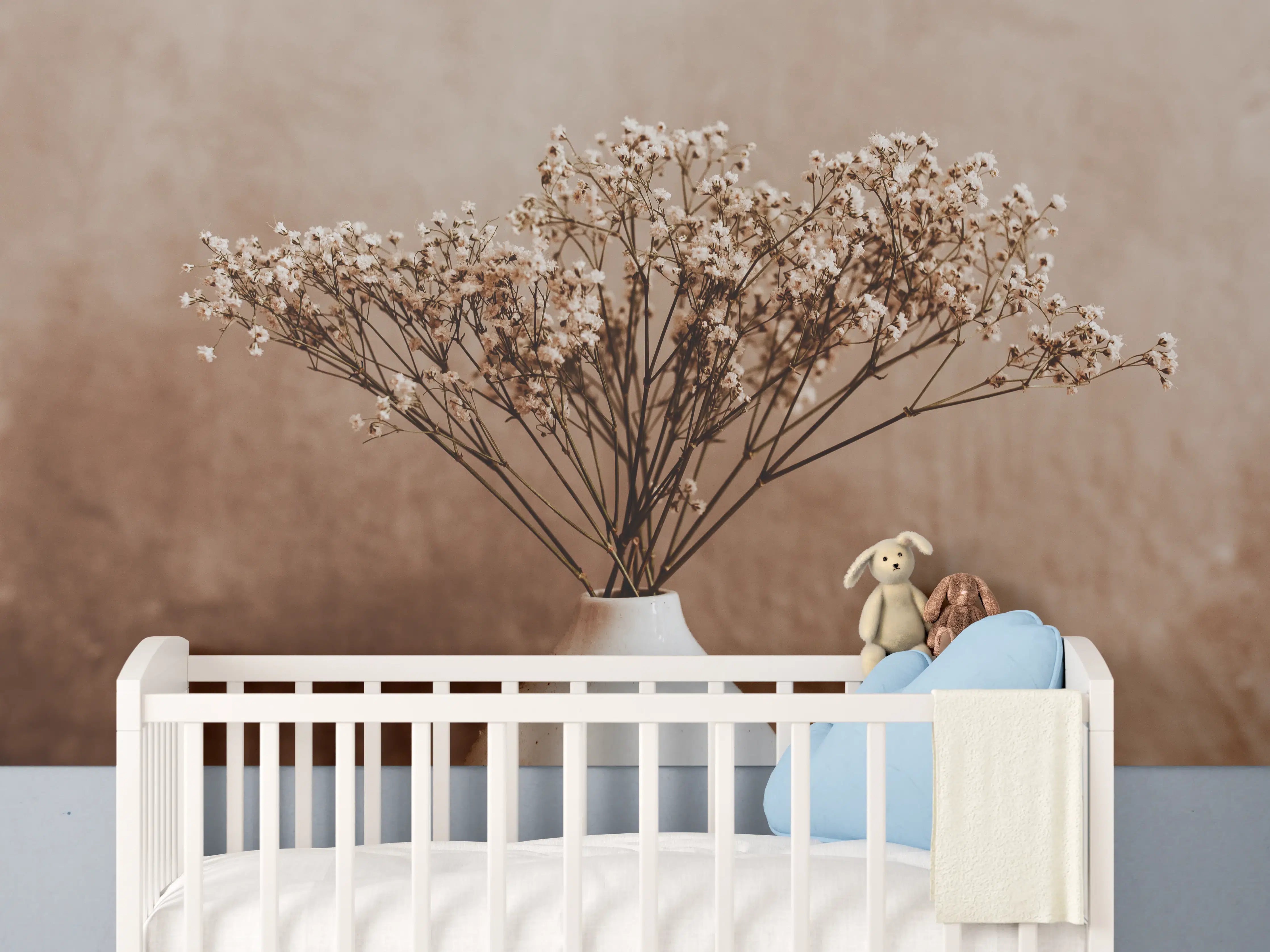 Babyzimmer Wandgestaltung - Weiße wilde getrocknete Blumen