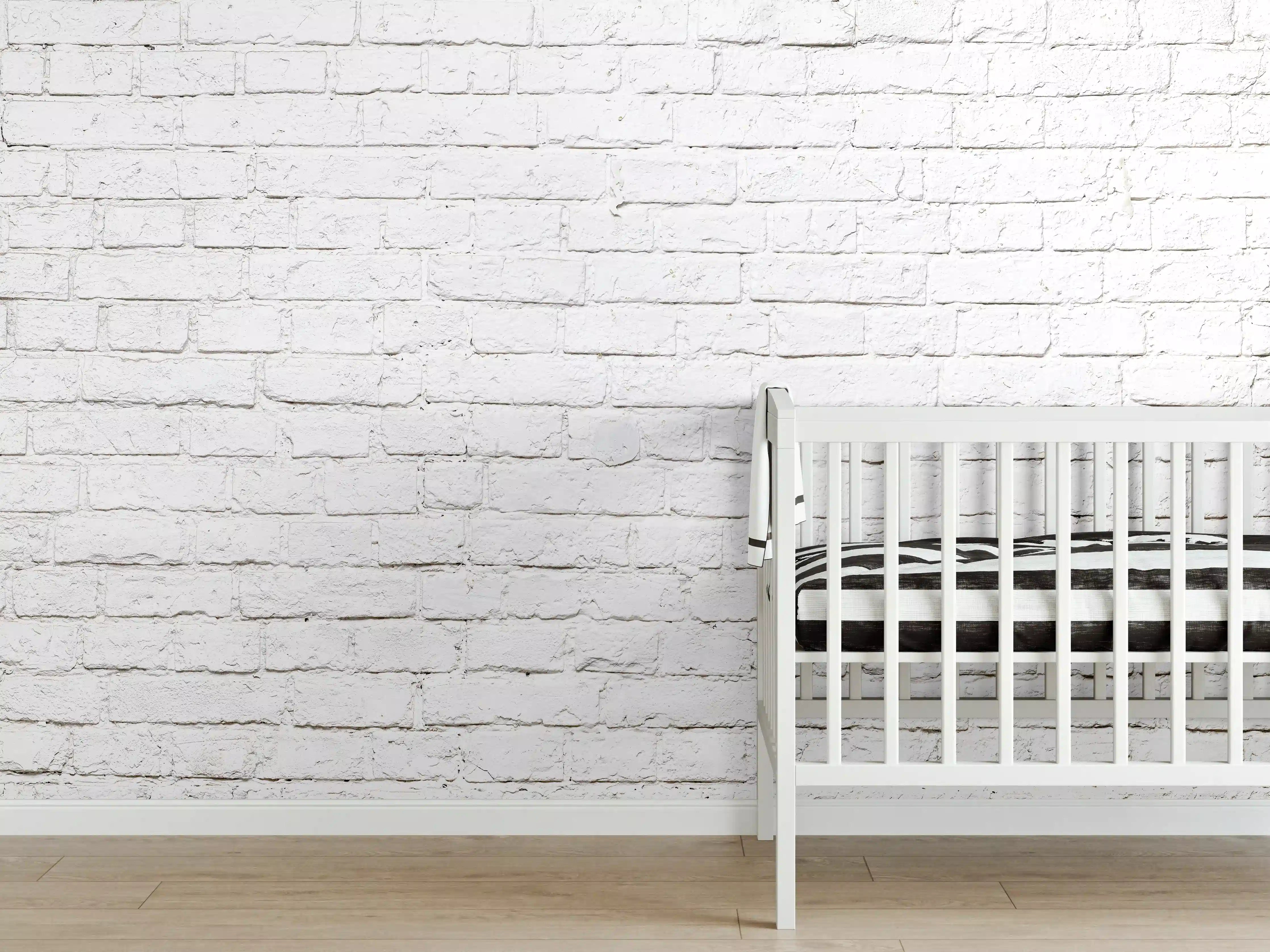 Babyzimmer Wandgestaltung - Weißer Backstein