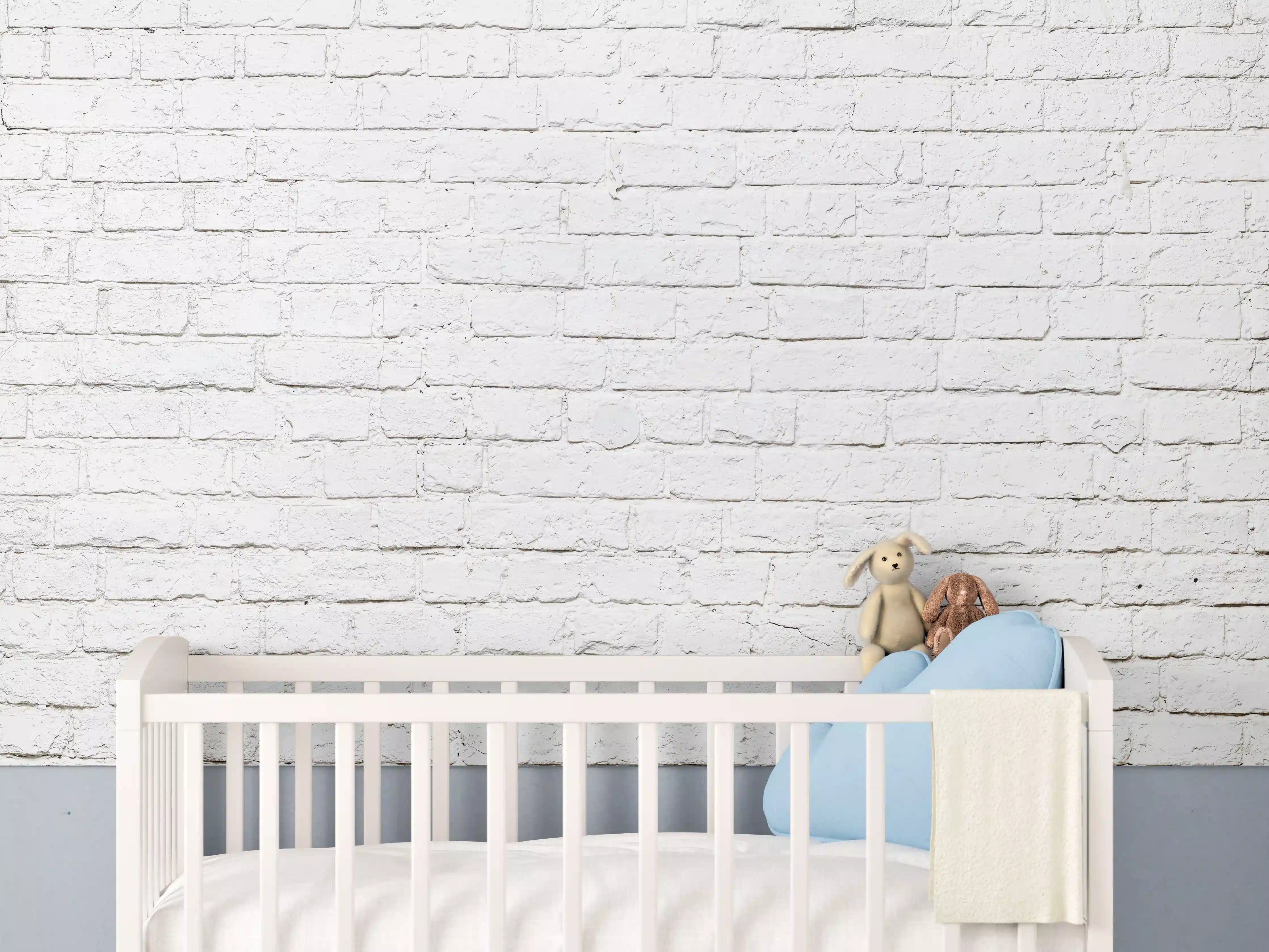 Babyzimmer Wandgestaltung - Weißer Backstein