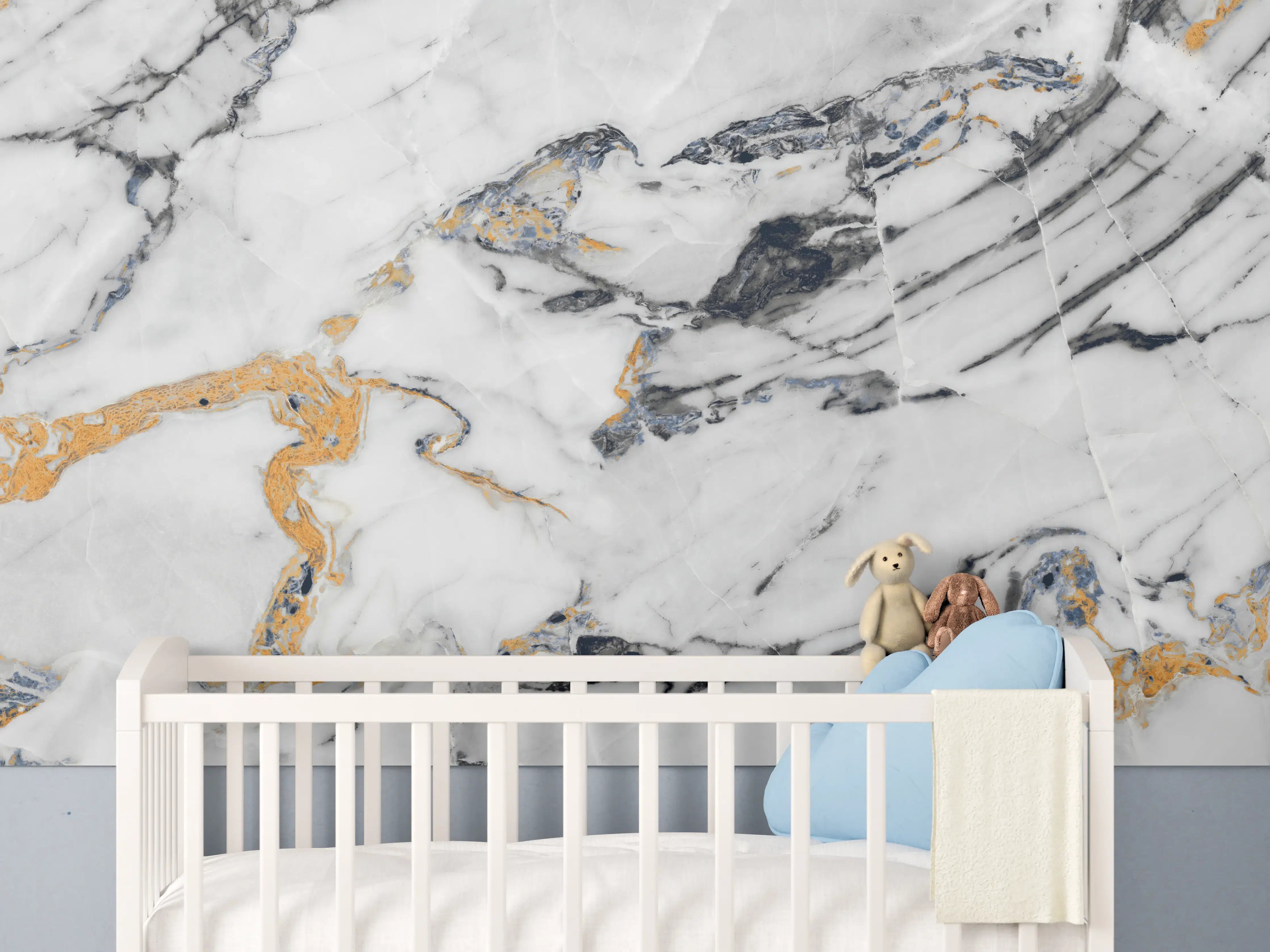 Babyzimmer Wandgestaltung - Weißer Carrara Statuario Marmor