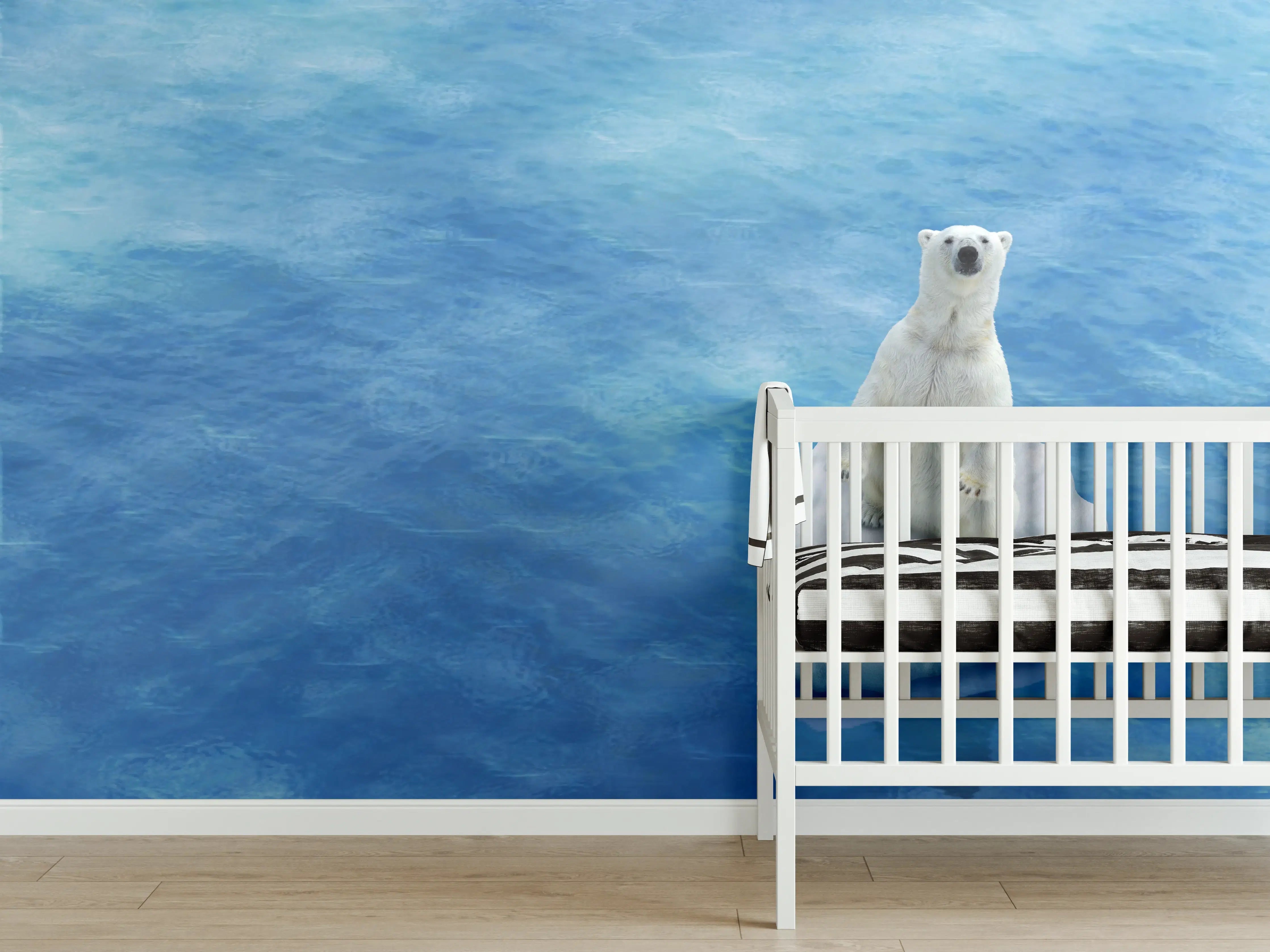 Babyzimmer Wandgestaltung - Weißer Eisbär treibend auf Eisscholle