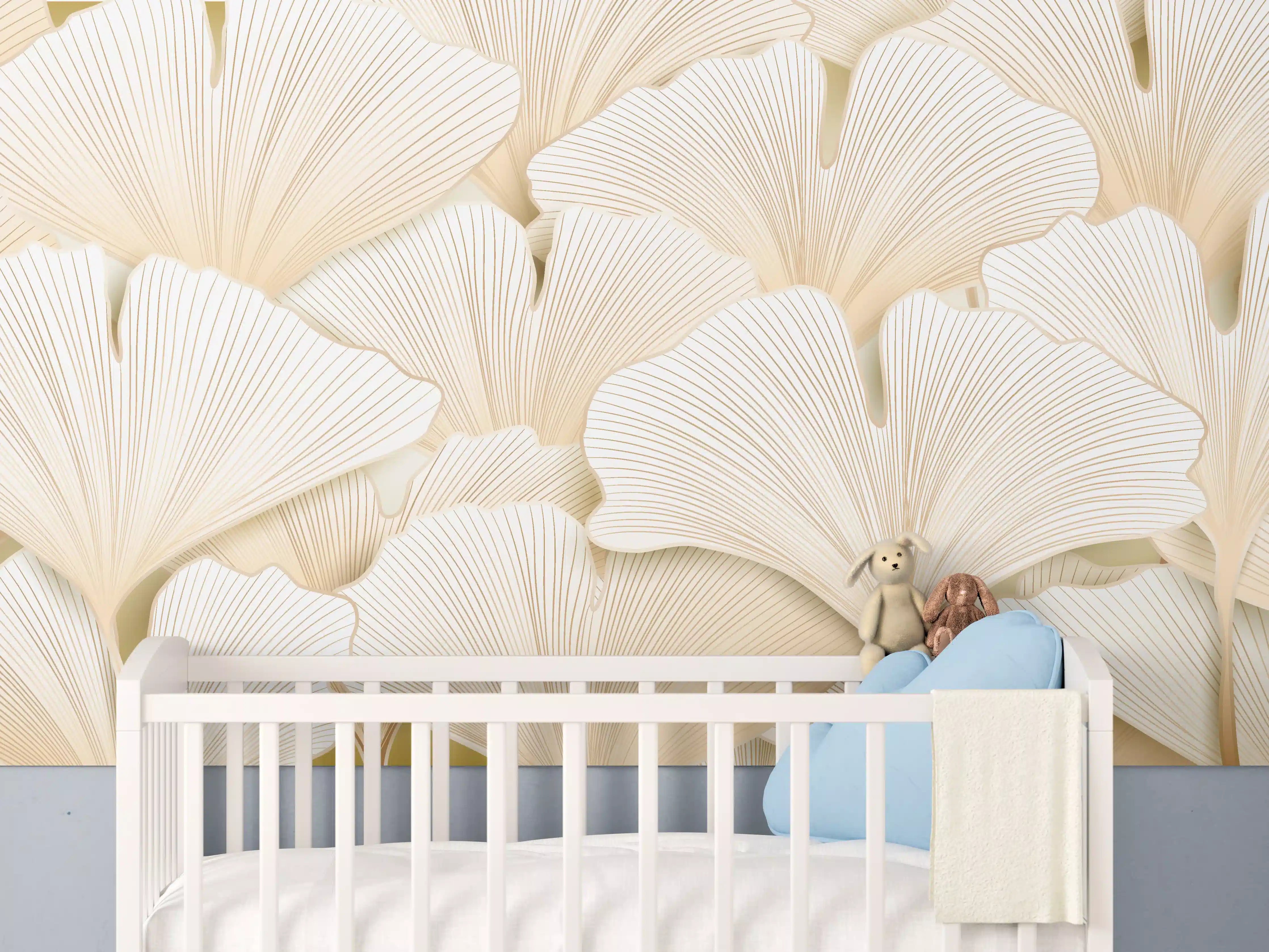Babyzimmer Wandgestaltung - Weißer Ginkgo-Stil Dekor