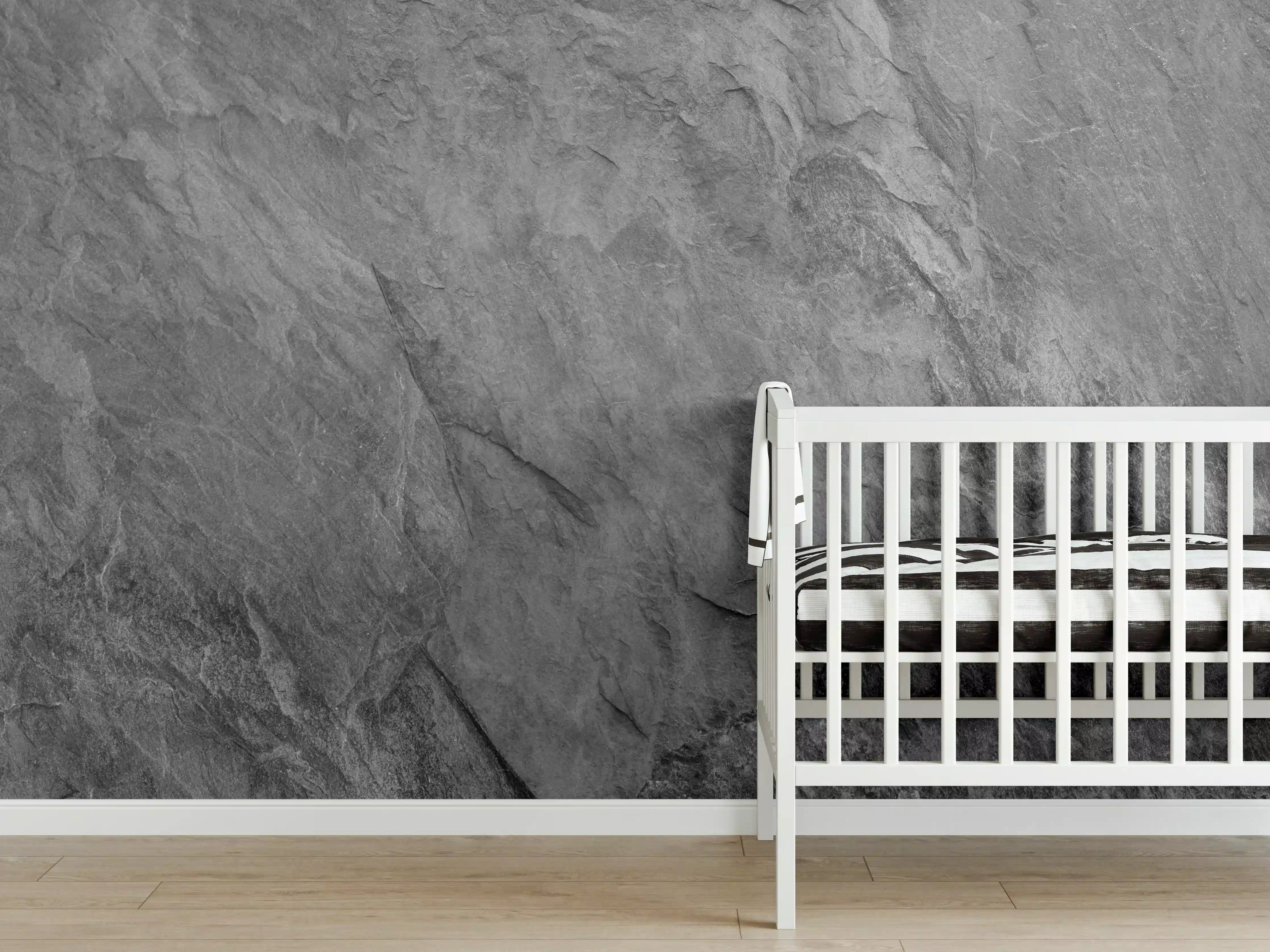 Babyzimmer Wandgestaltung - Weißer Grauton mit strukturierter Oberfläche