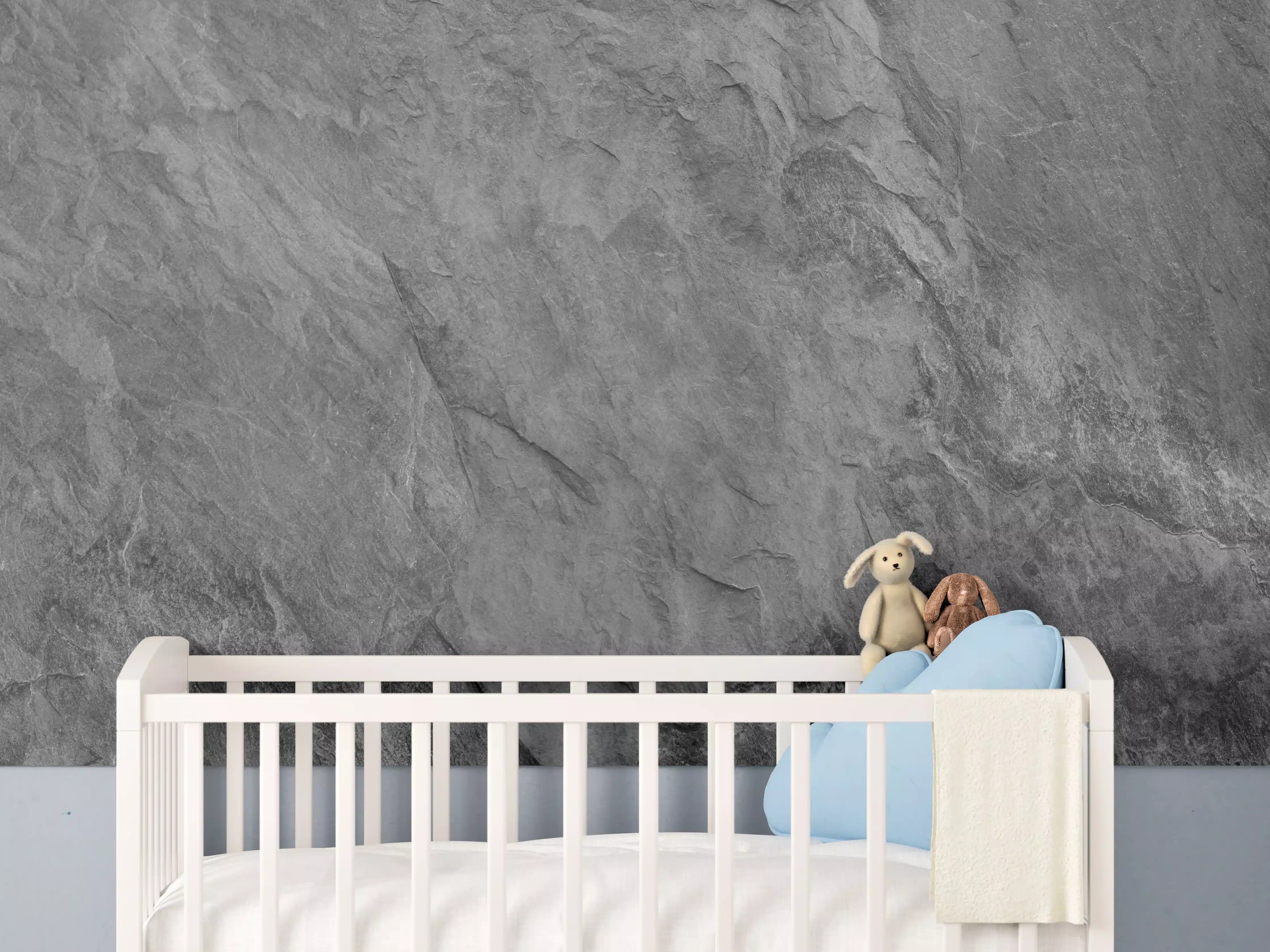 Babyzimmer Wandgestaltung - Weißer Grauton mit strukturierter Oberfläche