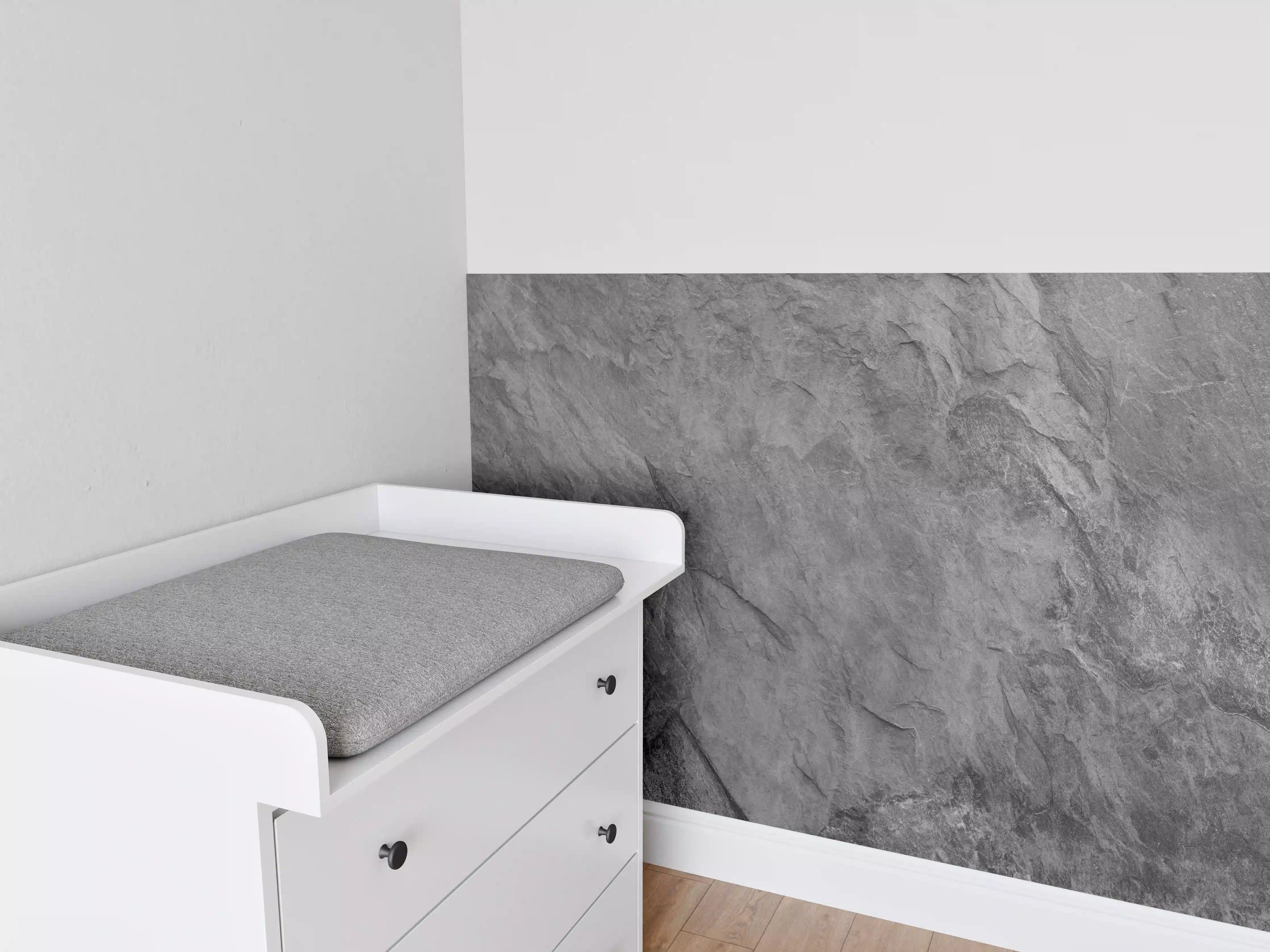 Babyzimmer Wandgestaltung - Weißer Grauton mit strukturierter Oberfläche