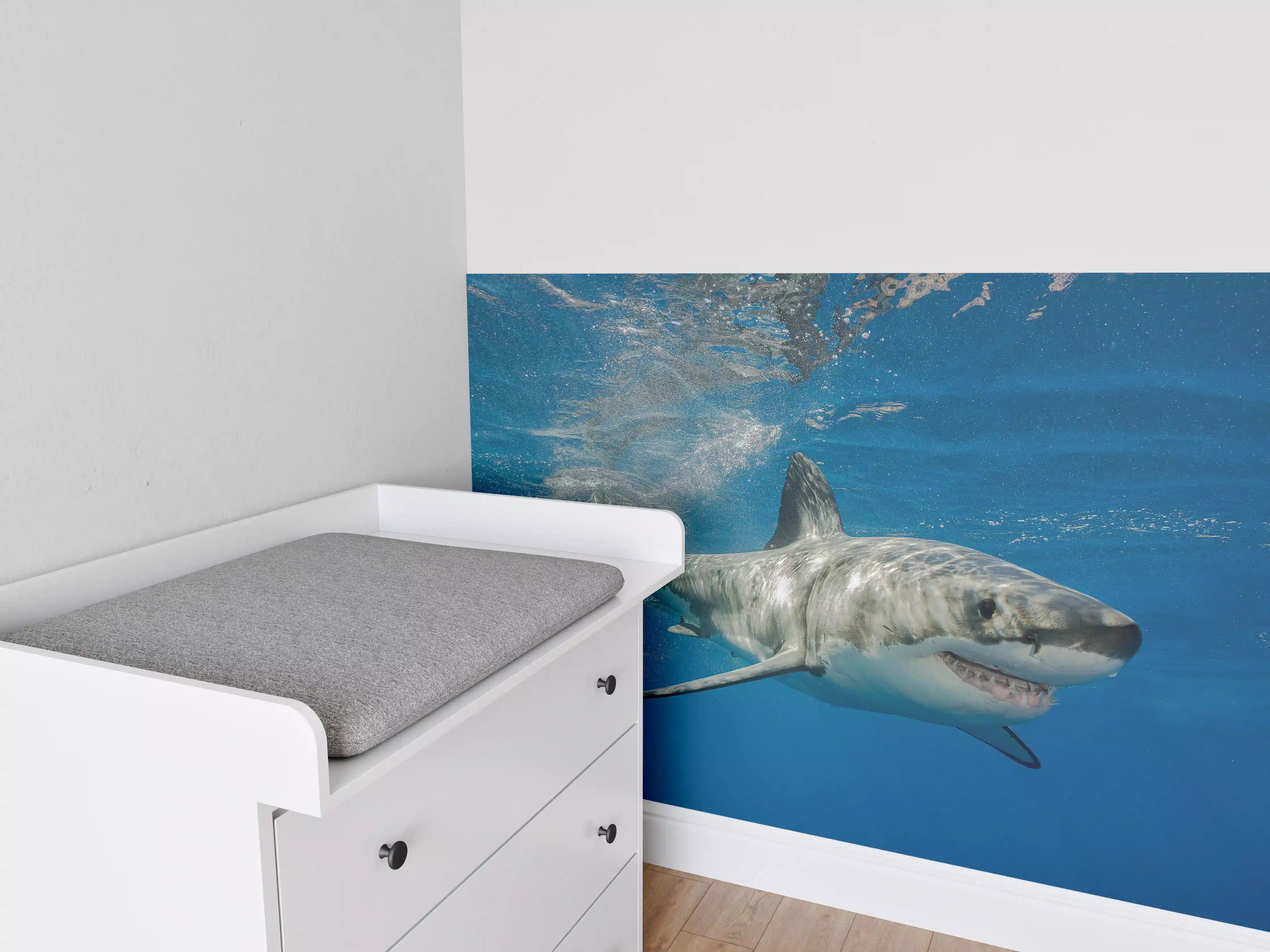 Babyzimmer Wandgestaltung - Weißer Hai in Unterwasseransicht