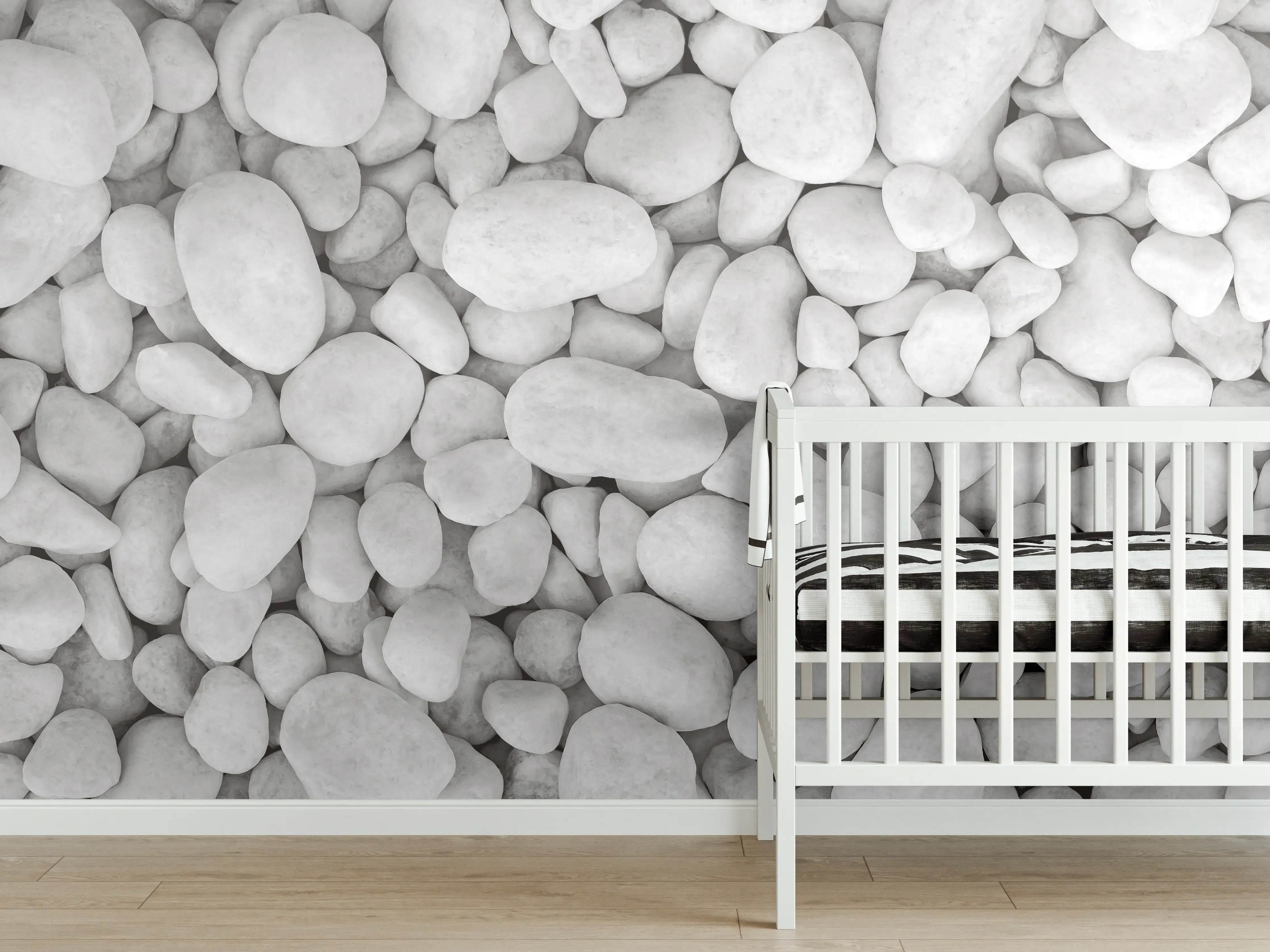 Babyzimmer Wandgestaltung - Weißer Kieselstein