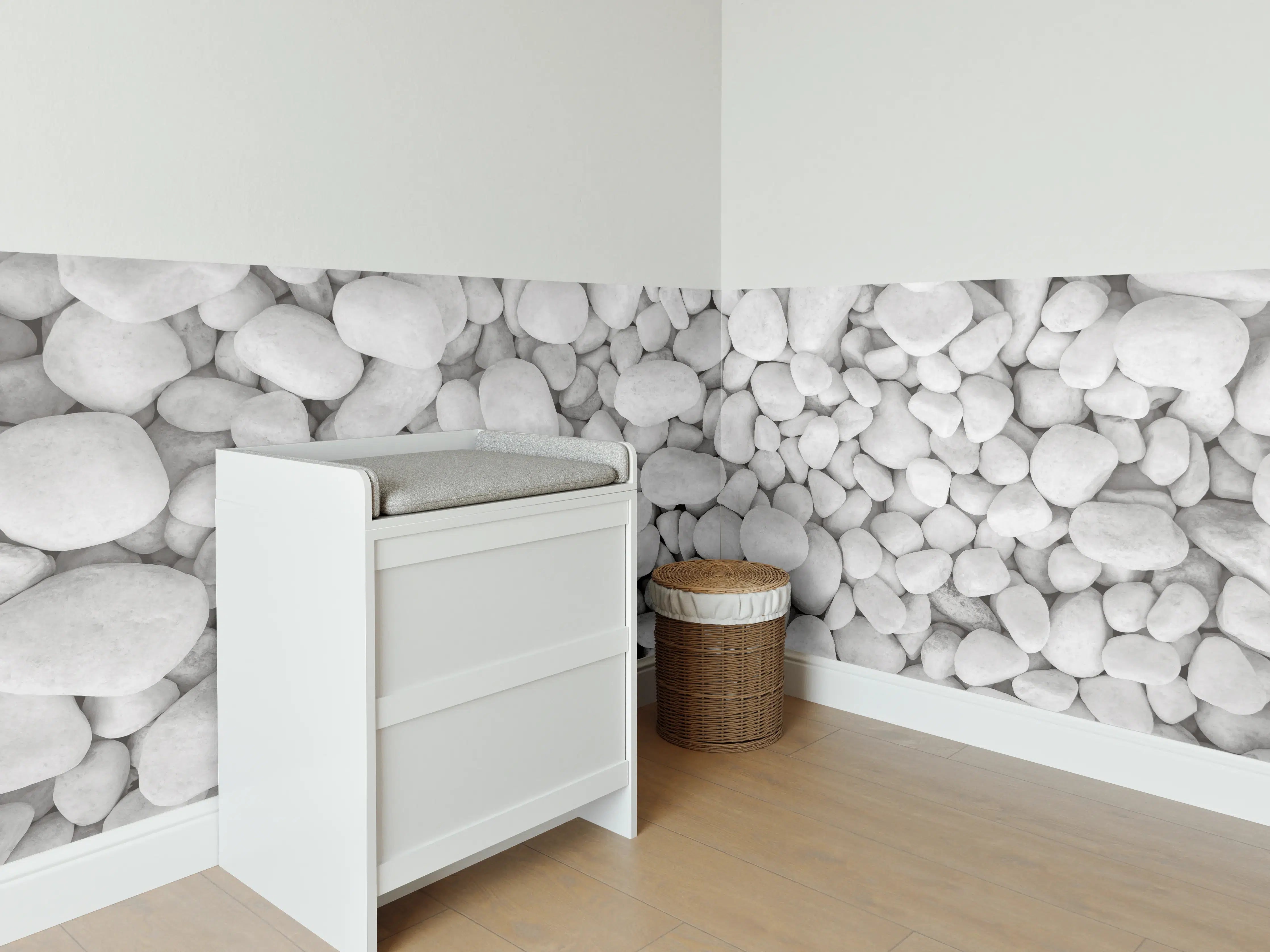 Babyzimmer Wandgestaltung - Weißer Kieselstein