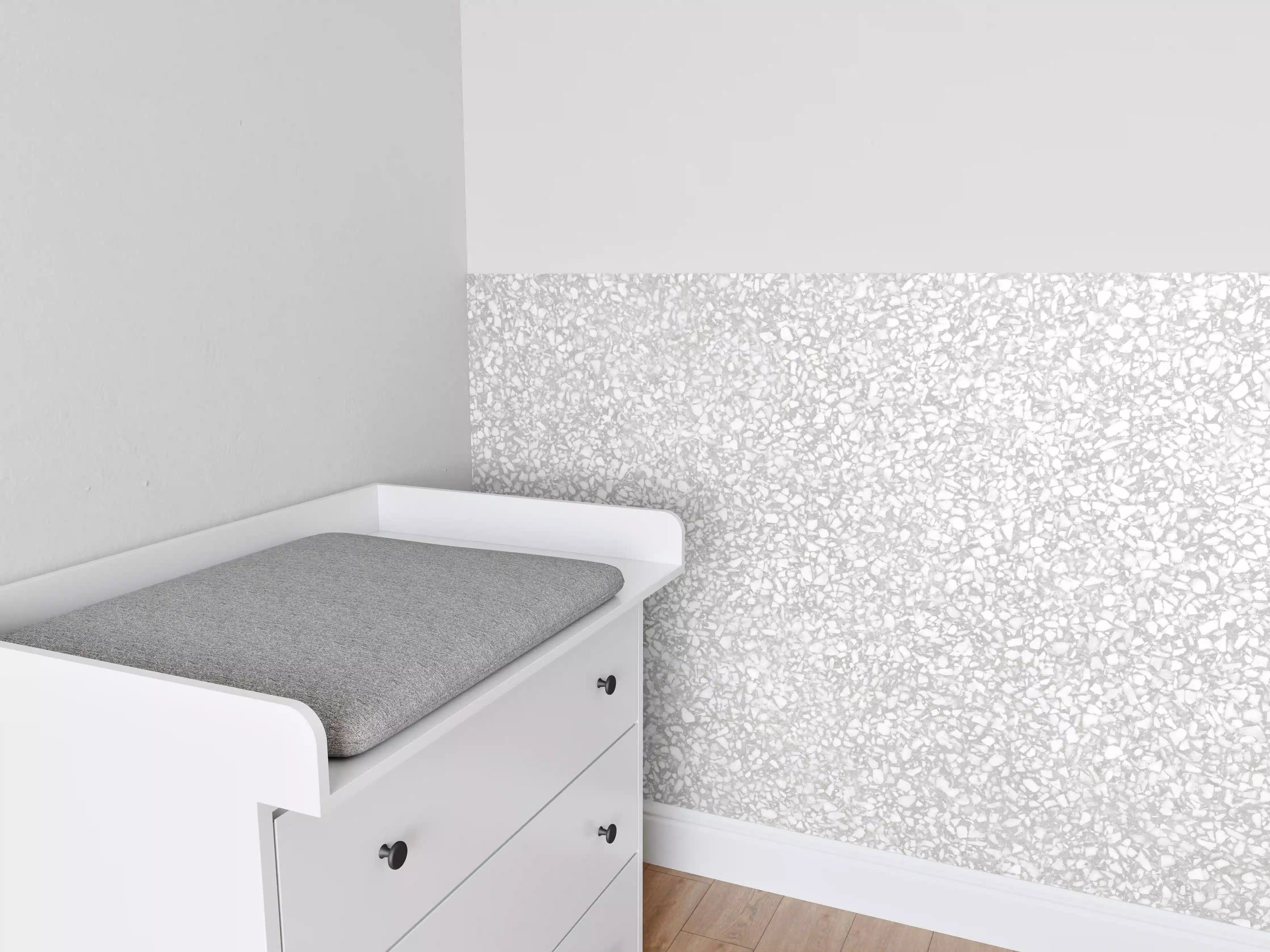 Babyzimmer Wandgestaltung - Weißer Terrazzostein