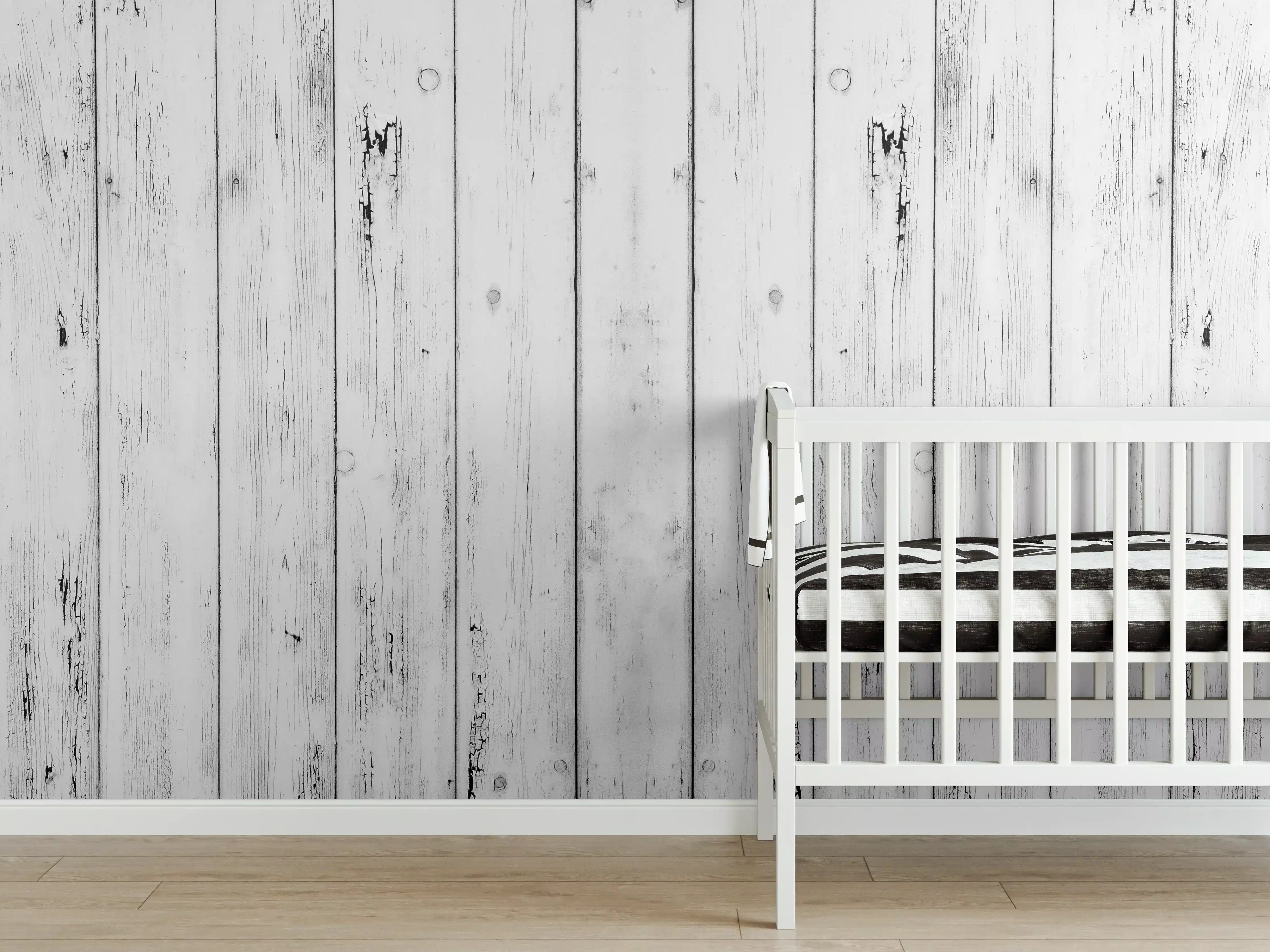 Babyzimmer Wandgestaltung - Weißer Vintage Holzhintergrund