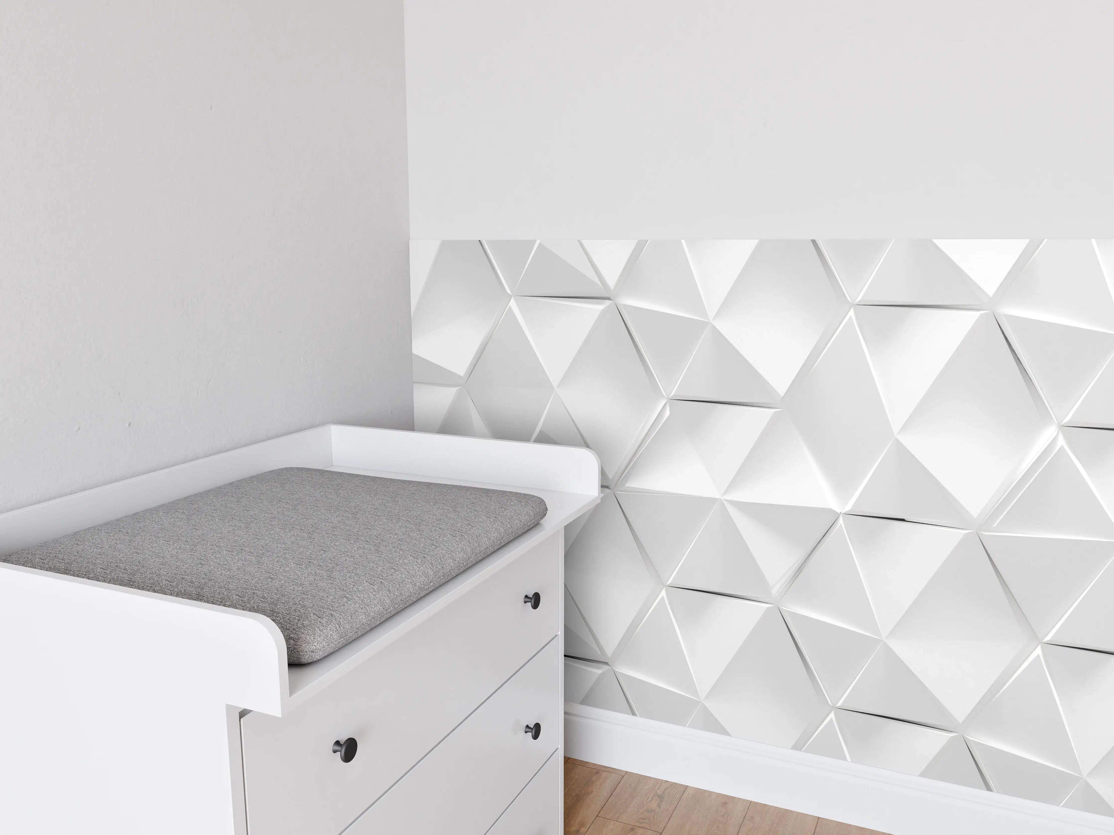 Babyzimmer Wandgestaltung - Weißer futuristischer Hintergrund