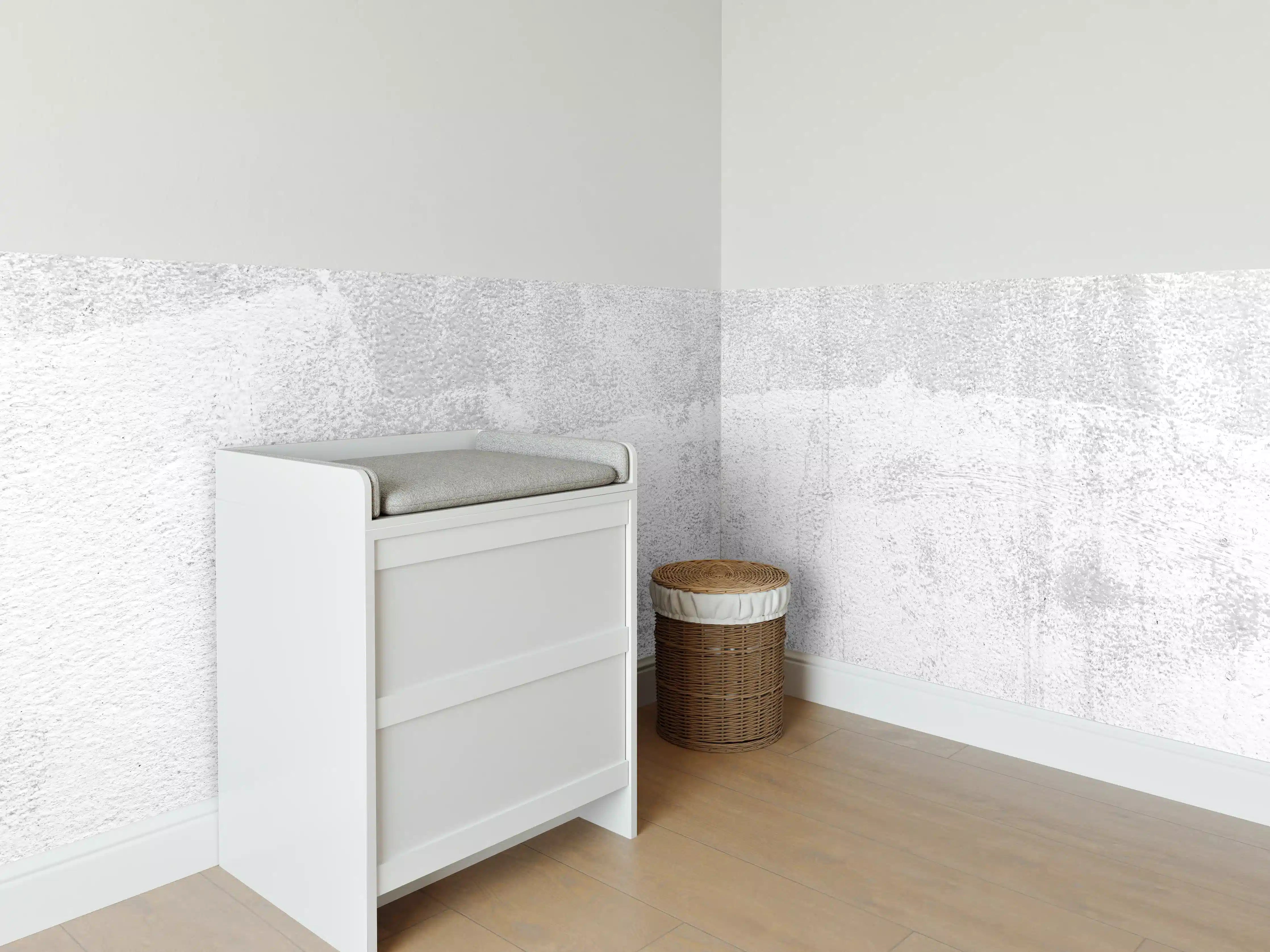 Babyzimmer Wandgestaltung - Weißer rustikaler Zement