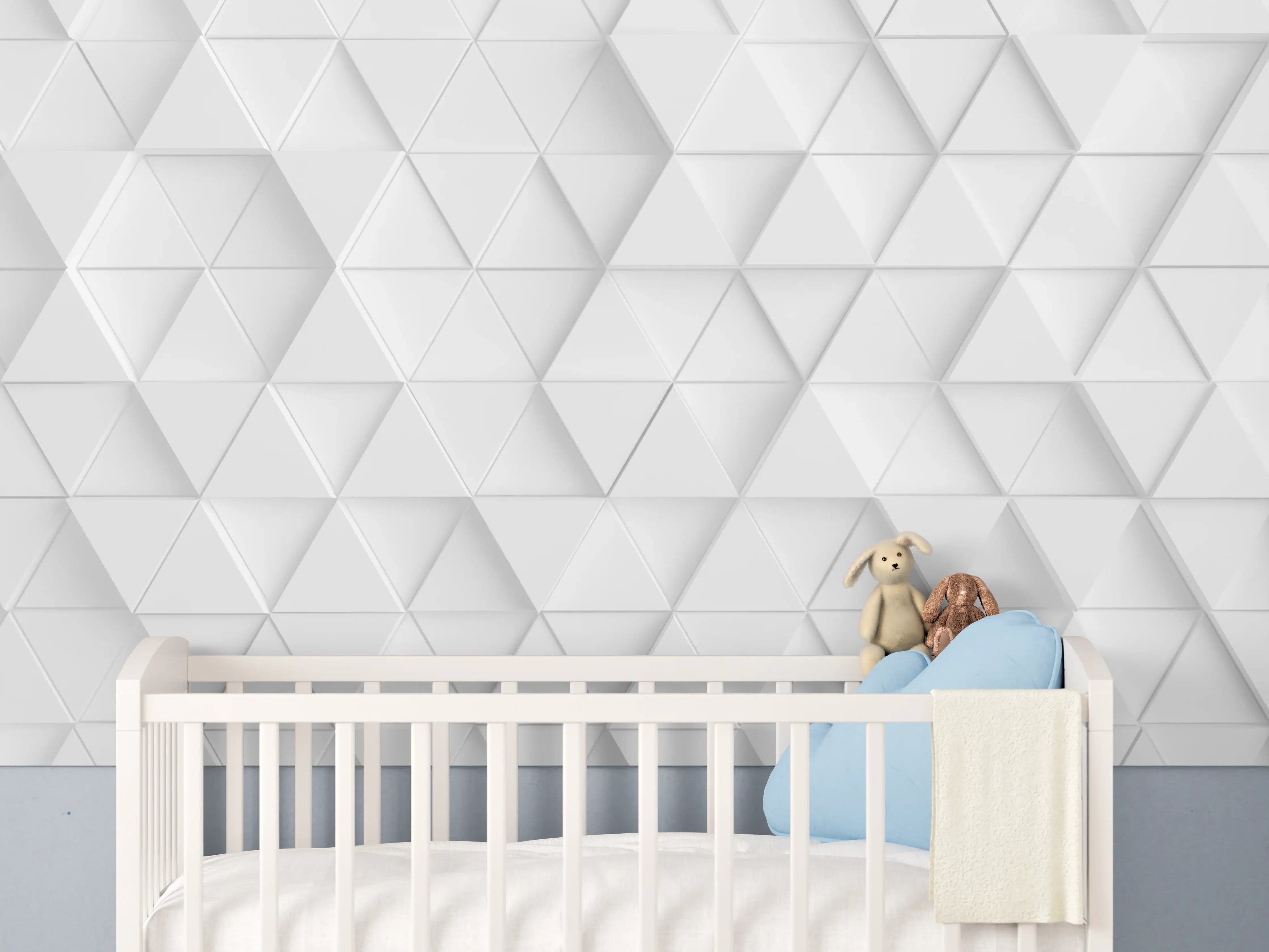 Babyzimmer Wandgestaltung - Weißes Dreiecks Muster
