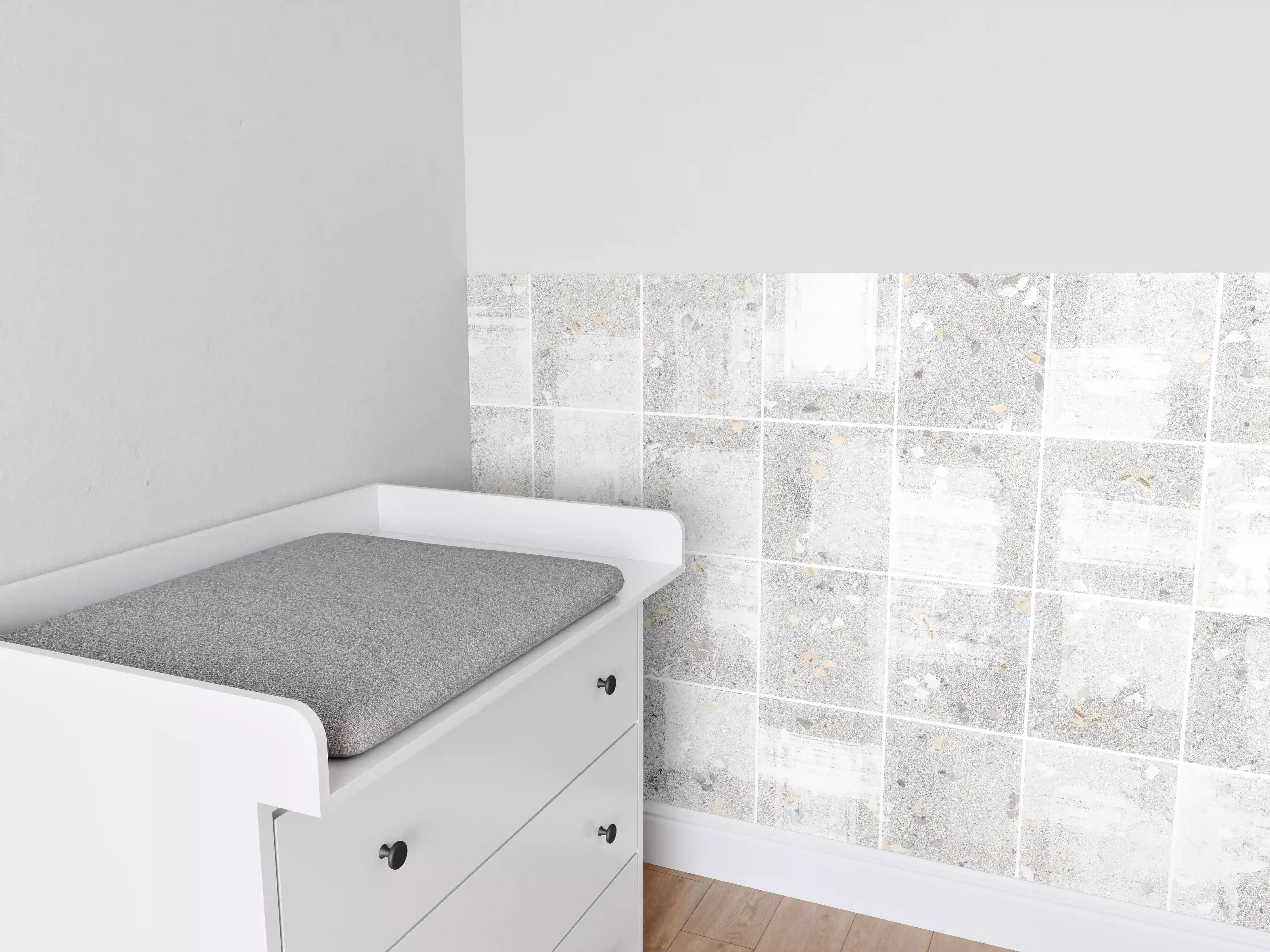 Babyzimmer Wandgestaltung - Weißes Fliesenmuster - Terrazzo Struktur