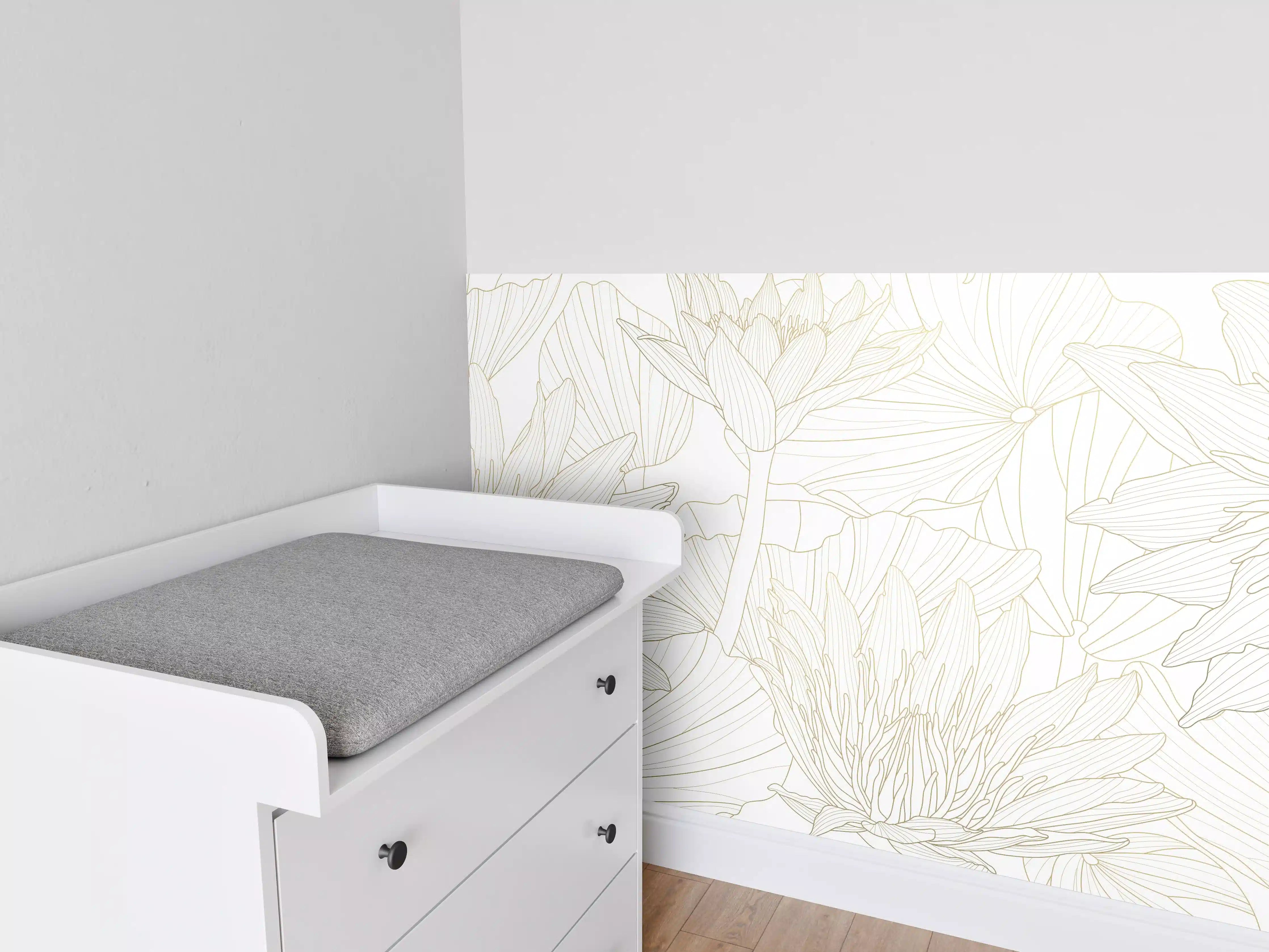 Babyzimmer Wandgestaltung - Weißes Floral-Linien Kunstwerk
