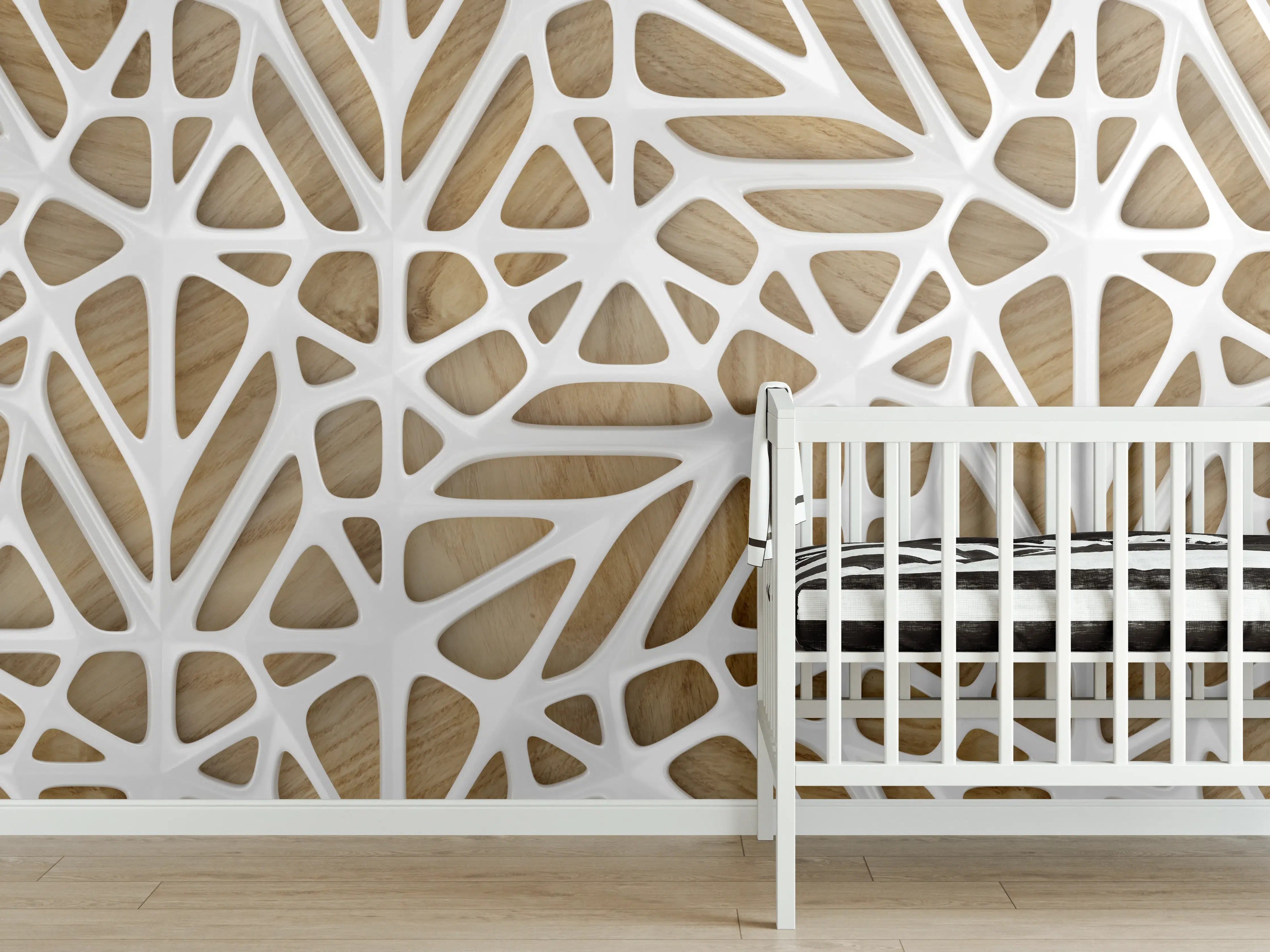 Babyzimmer Wandgestaltung - Weißes Gitter Muster