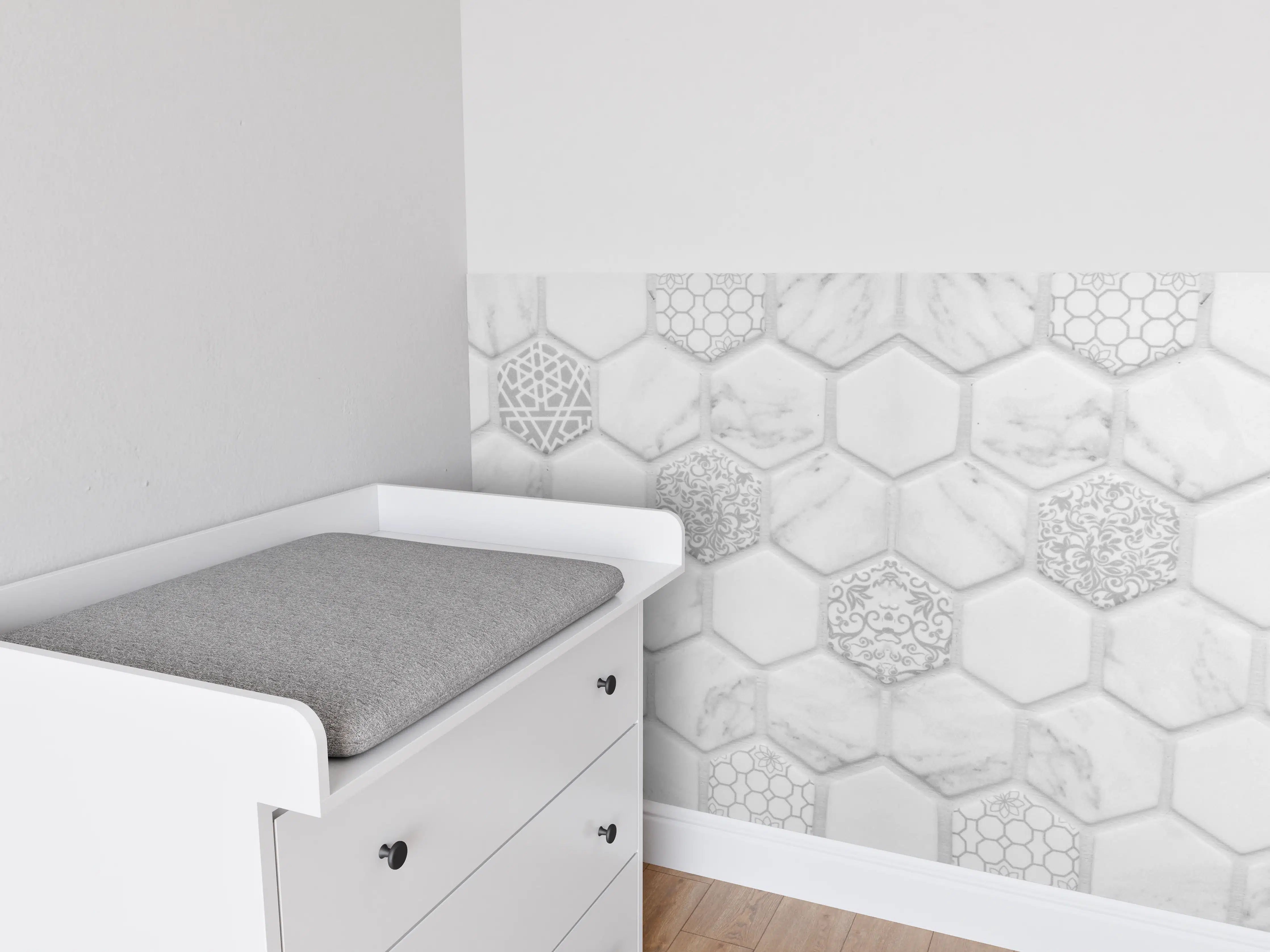 Babyzimmer Wandgestaltung - Weißes Hexagon-Marmor-Mosaik